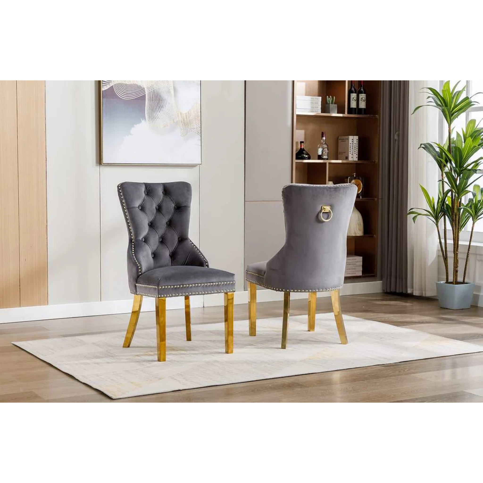 2 Piece Grey Velvet Dining Chair 1450