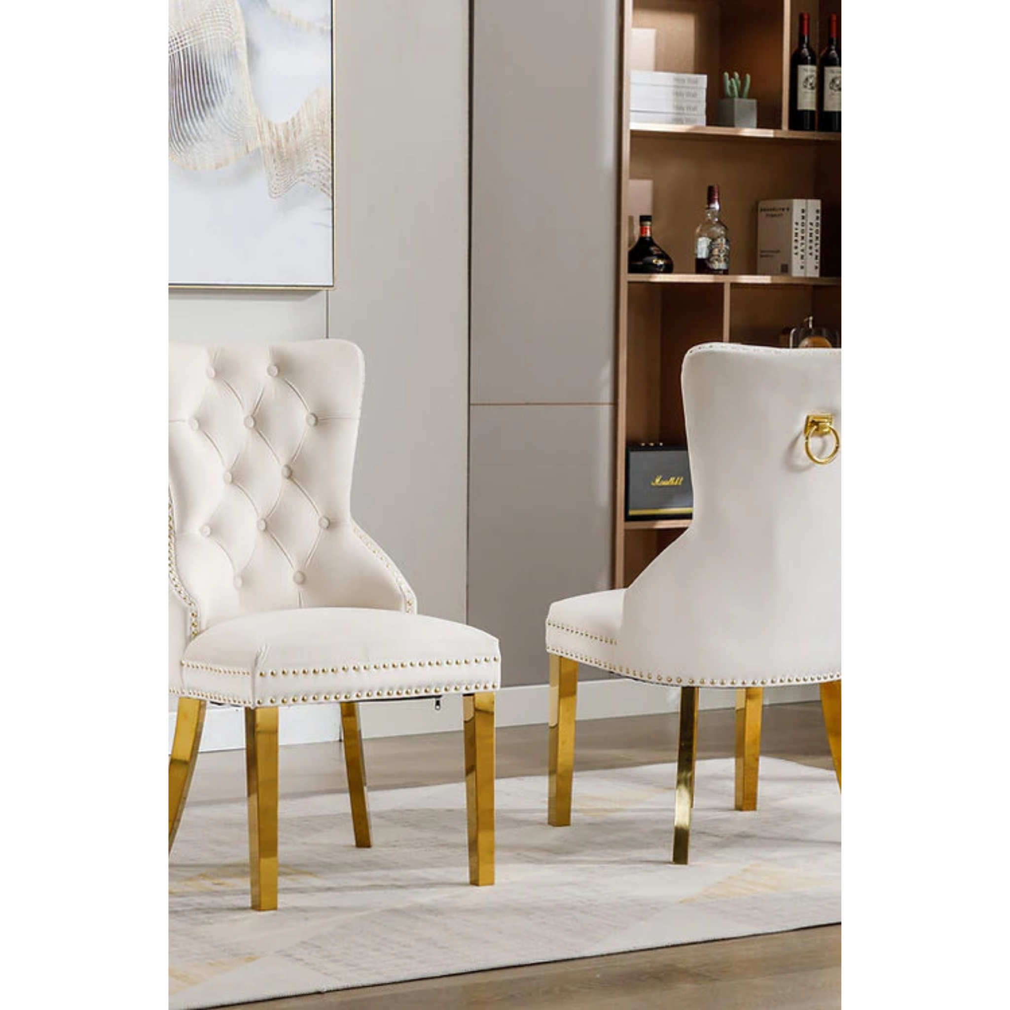 2 Piece White Velvet Dining Chair C-1453