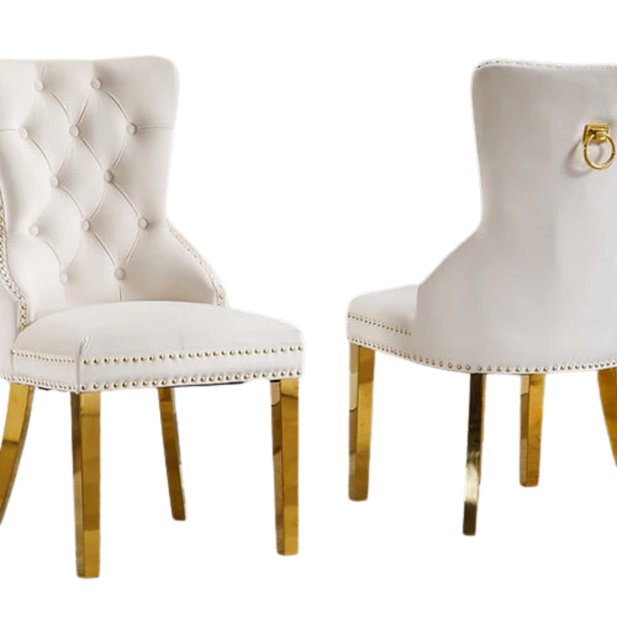 2 Piece White Velvet Dining Chair C-1453