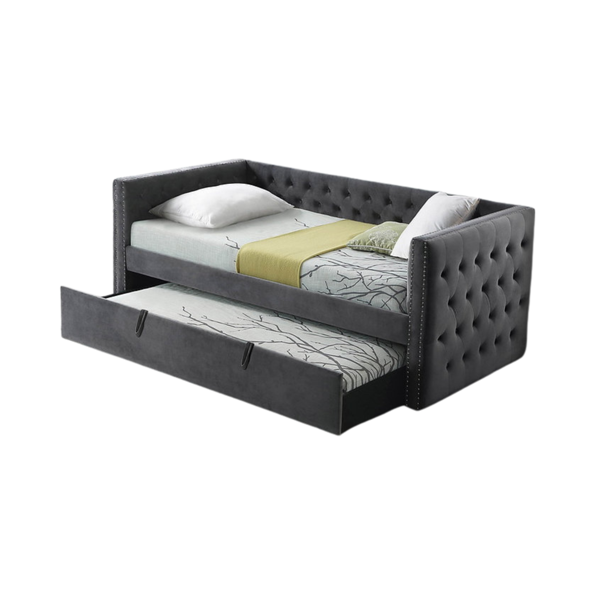 Lit gigogne simple en velours gris IF 305