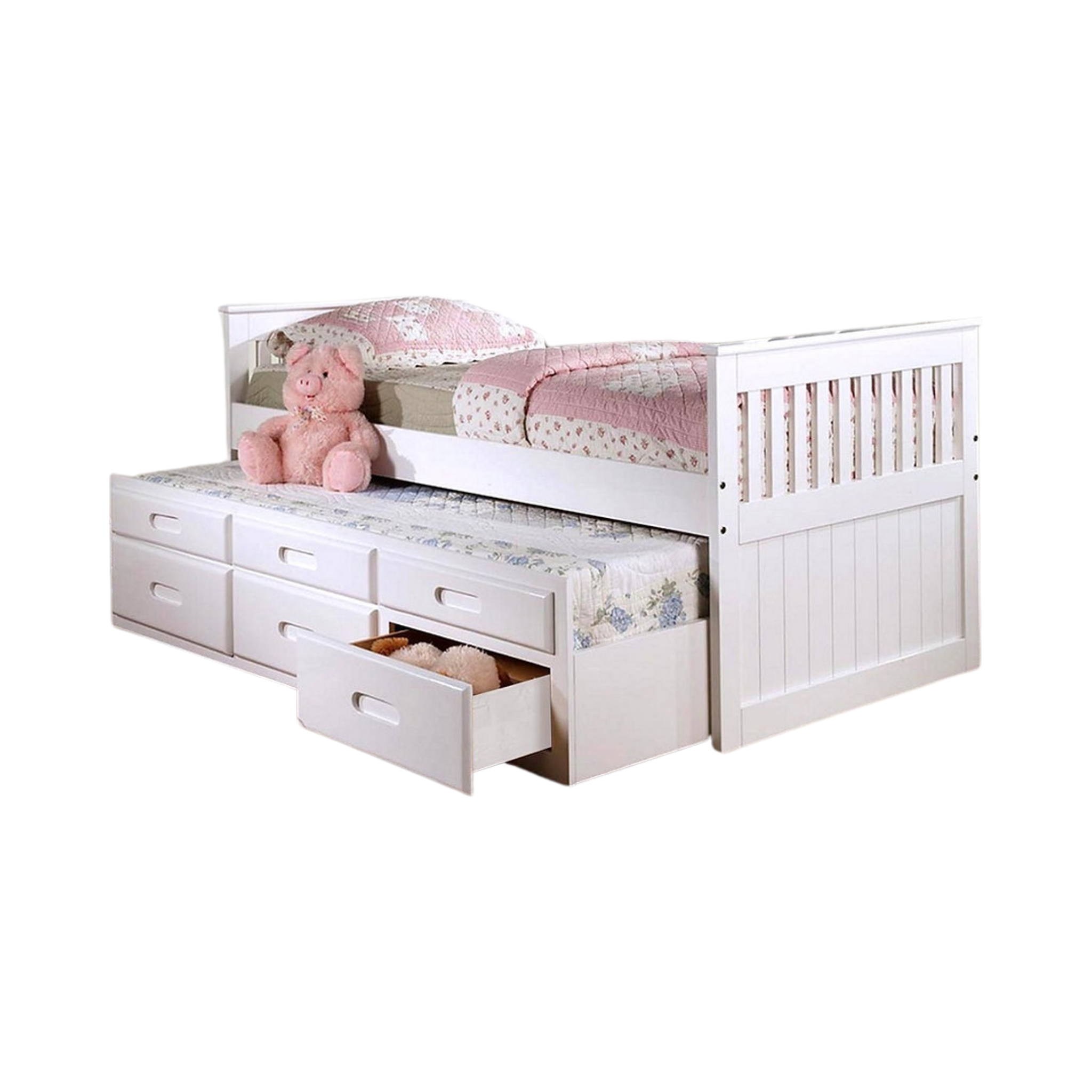 Truvello – Lit capitaine simple avec lit gigogne – Blanc