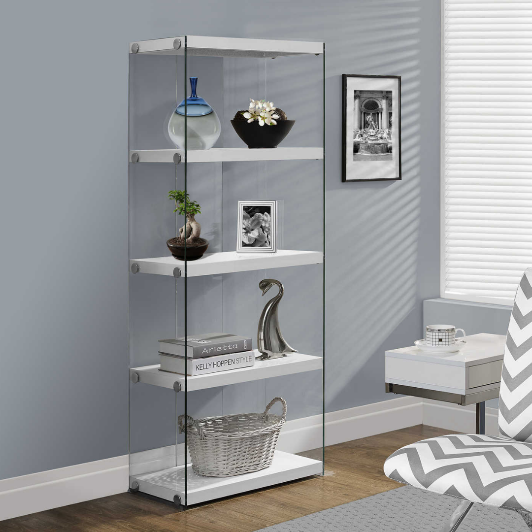 Bibliothèque vitrine Glasstone – 152 cm (60 po) de hauteur – Blanc brillant