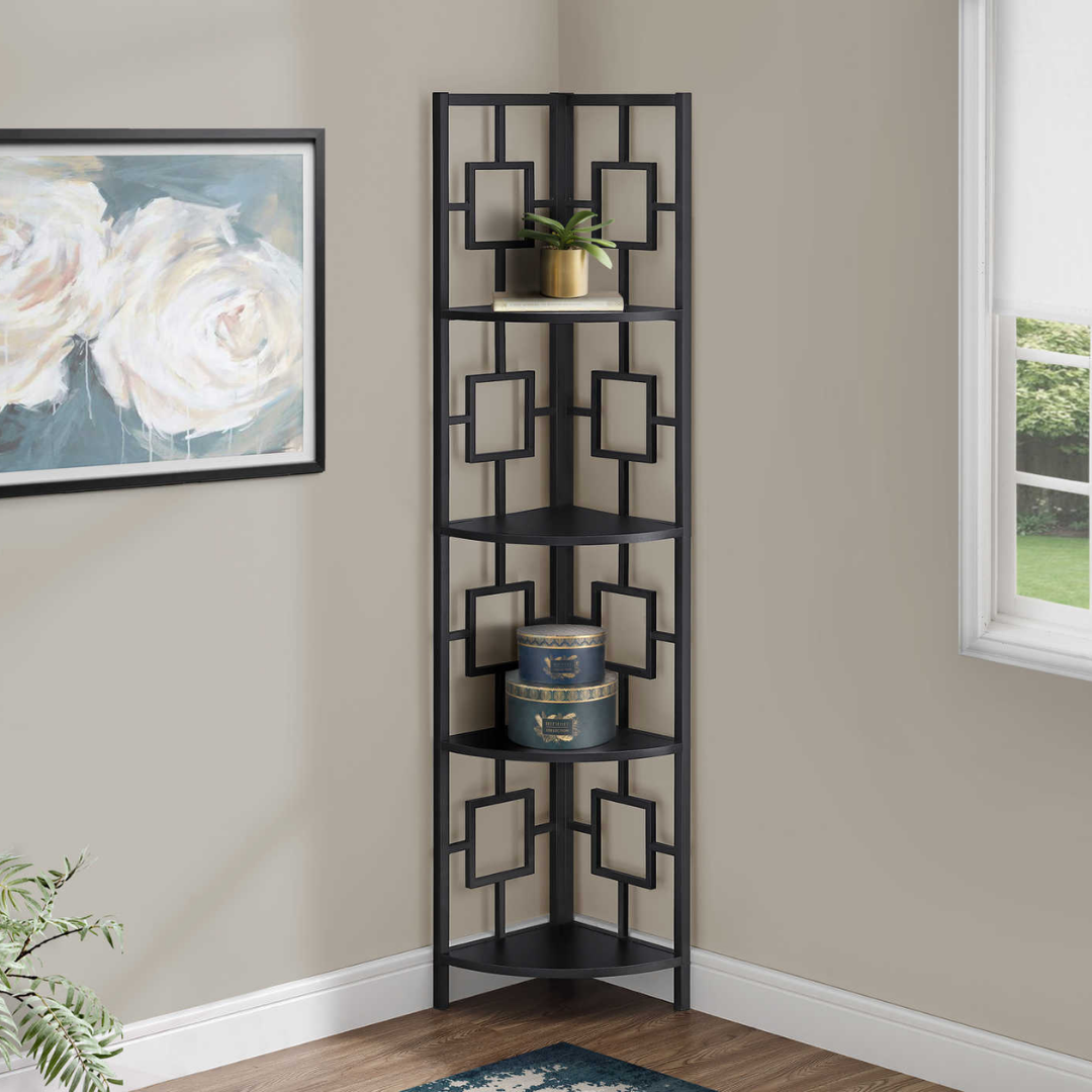 Cornellix – Étagère d'angle en métal 62"H – Noir