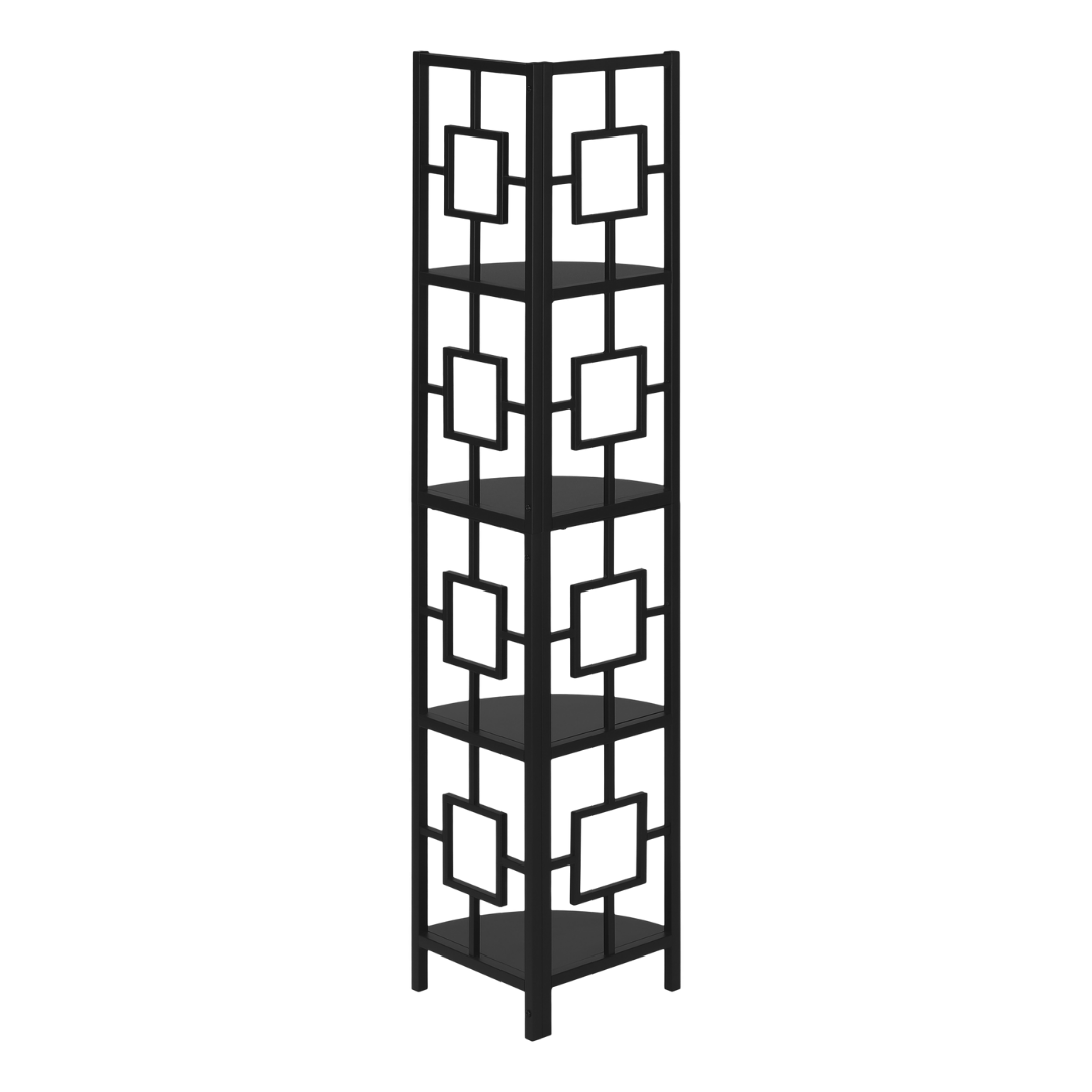 Cornellix – 62"H Metal Corner Étagère – Black