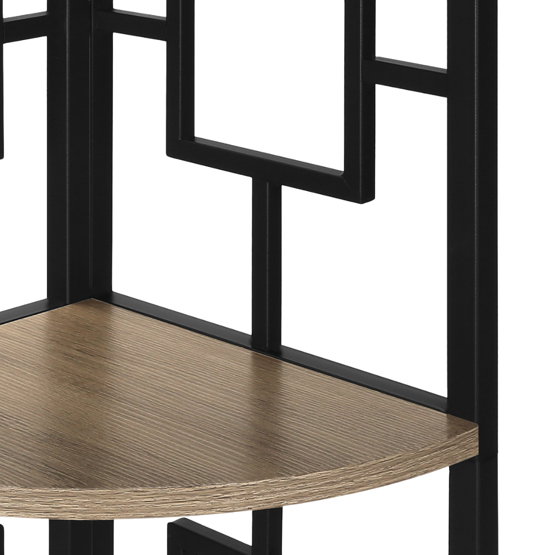 Cornellix – Étagère d'angle en métal 62"H – Taupe foncé et noir