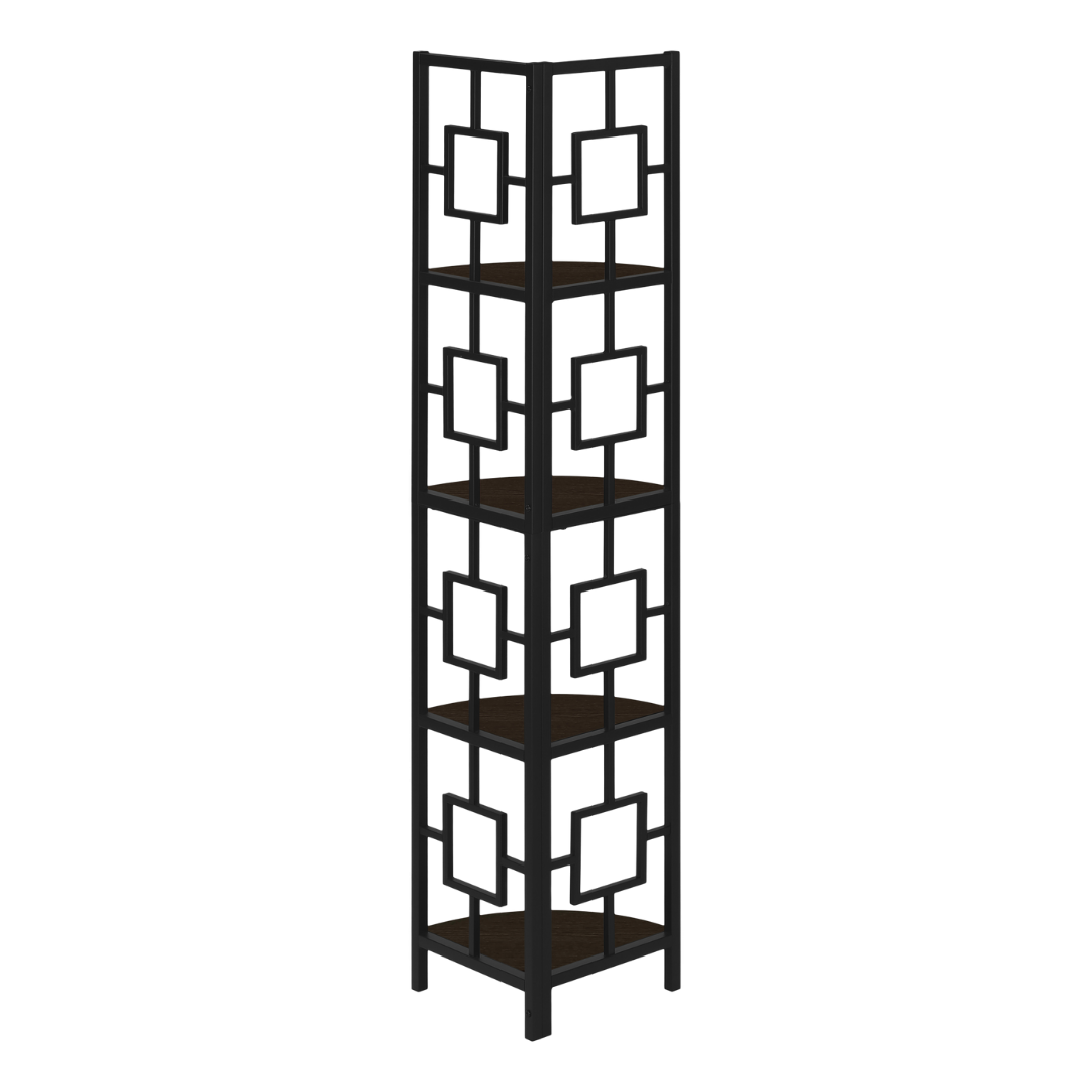 Cornellix – 62"H Corner Étagère – Espresso & Black