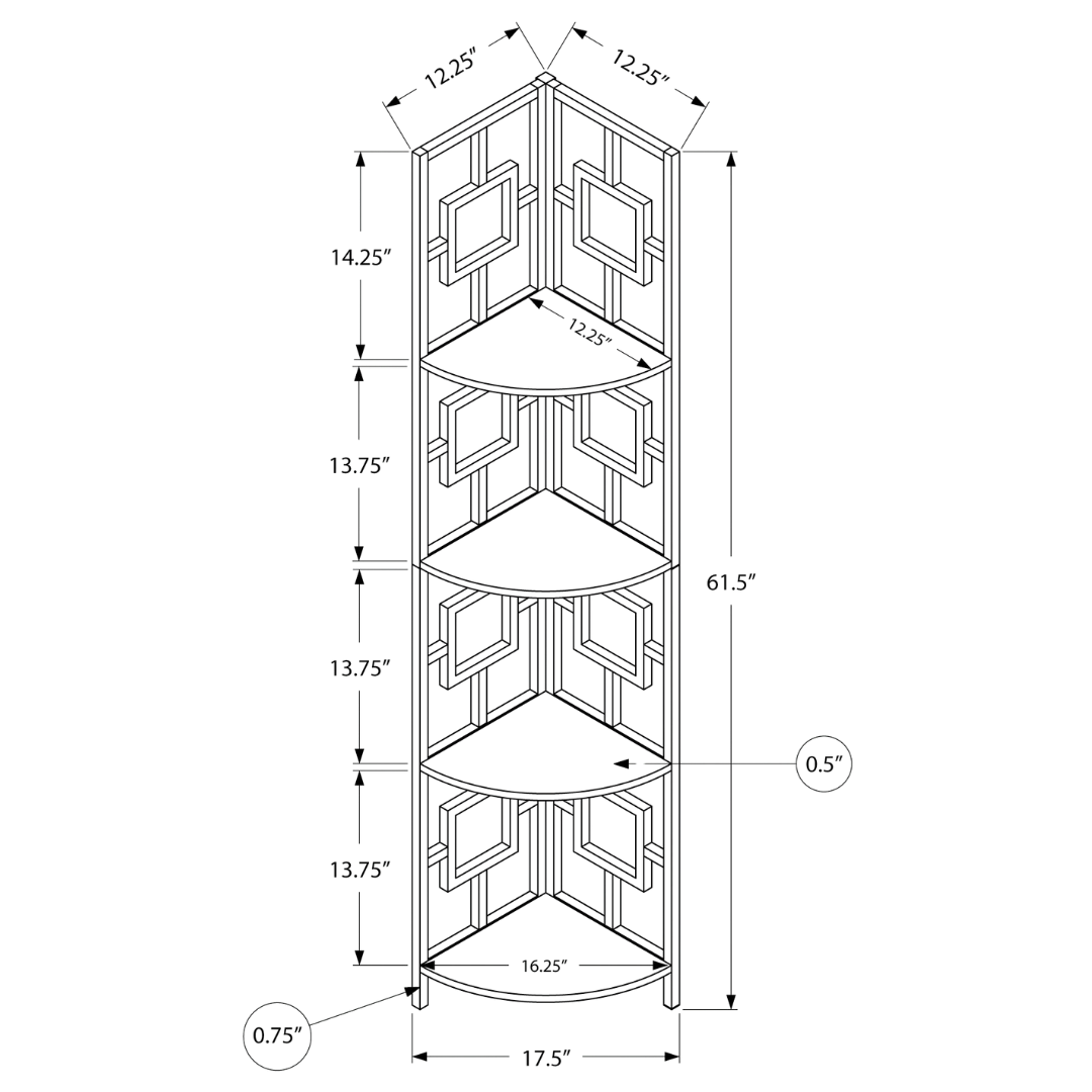 Cornellix – 62"H Corner Étagère – Espresso & Black