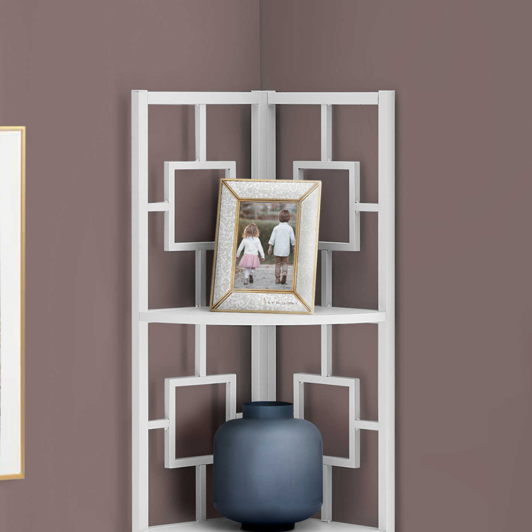 Cornellix – 62"H Metal Corner Étagère – White
