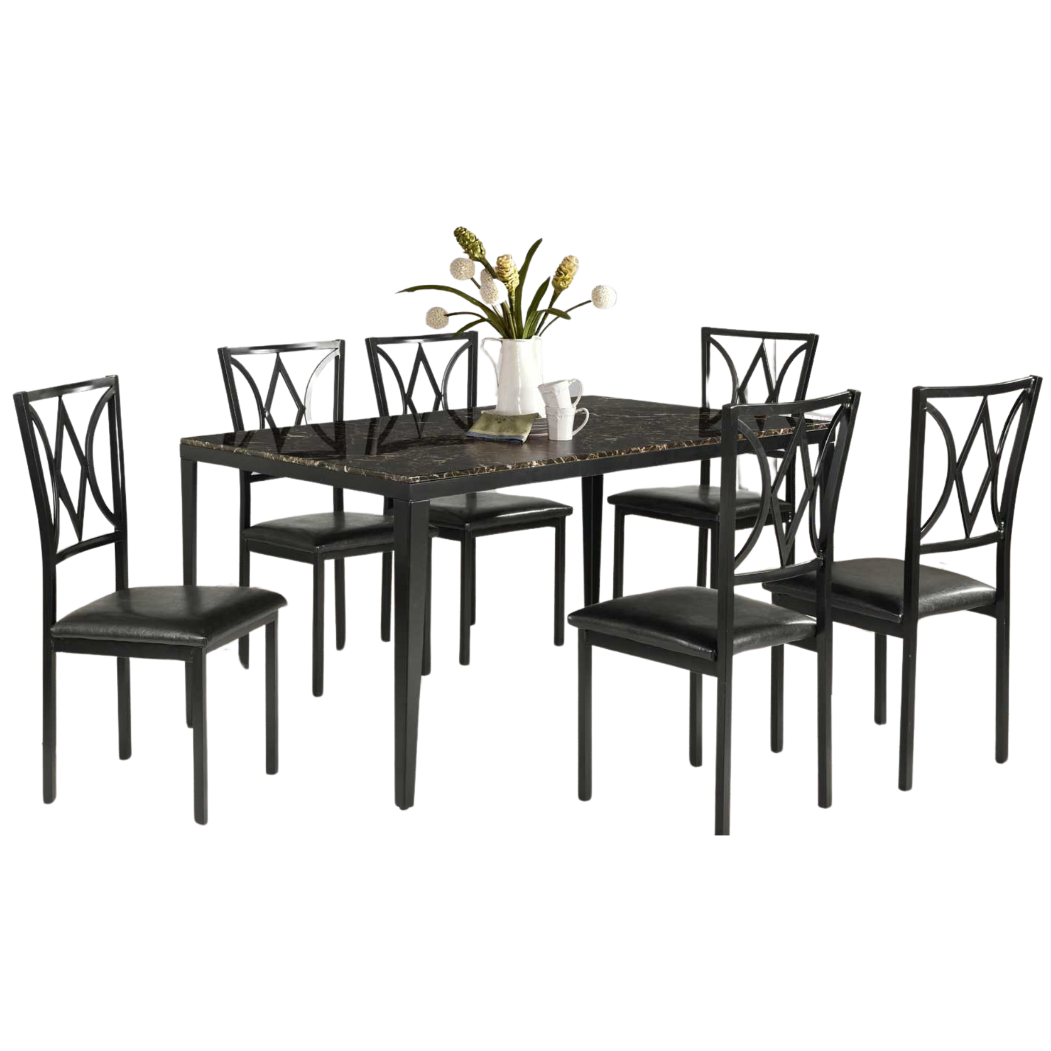 ENSEMBLE DE SALLE À MANGER 5 PIÈCES - 502-6 Chaises Plateau en marbre