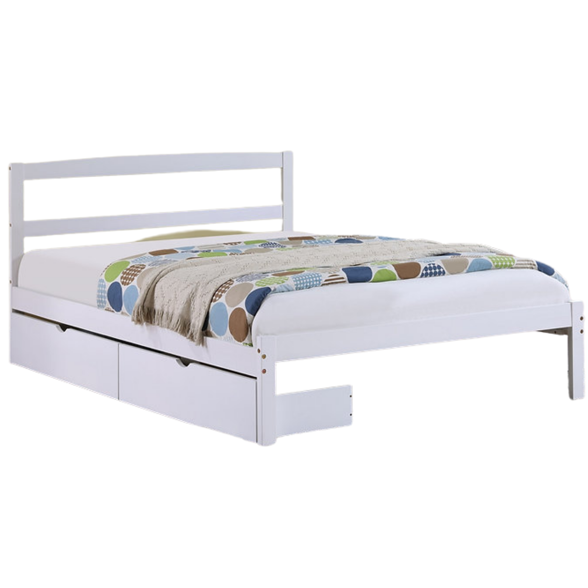 Lit double - Lit blanc avec 2 tiroirs de rangement 416