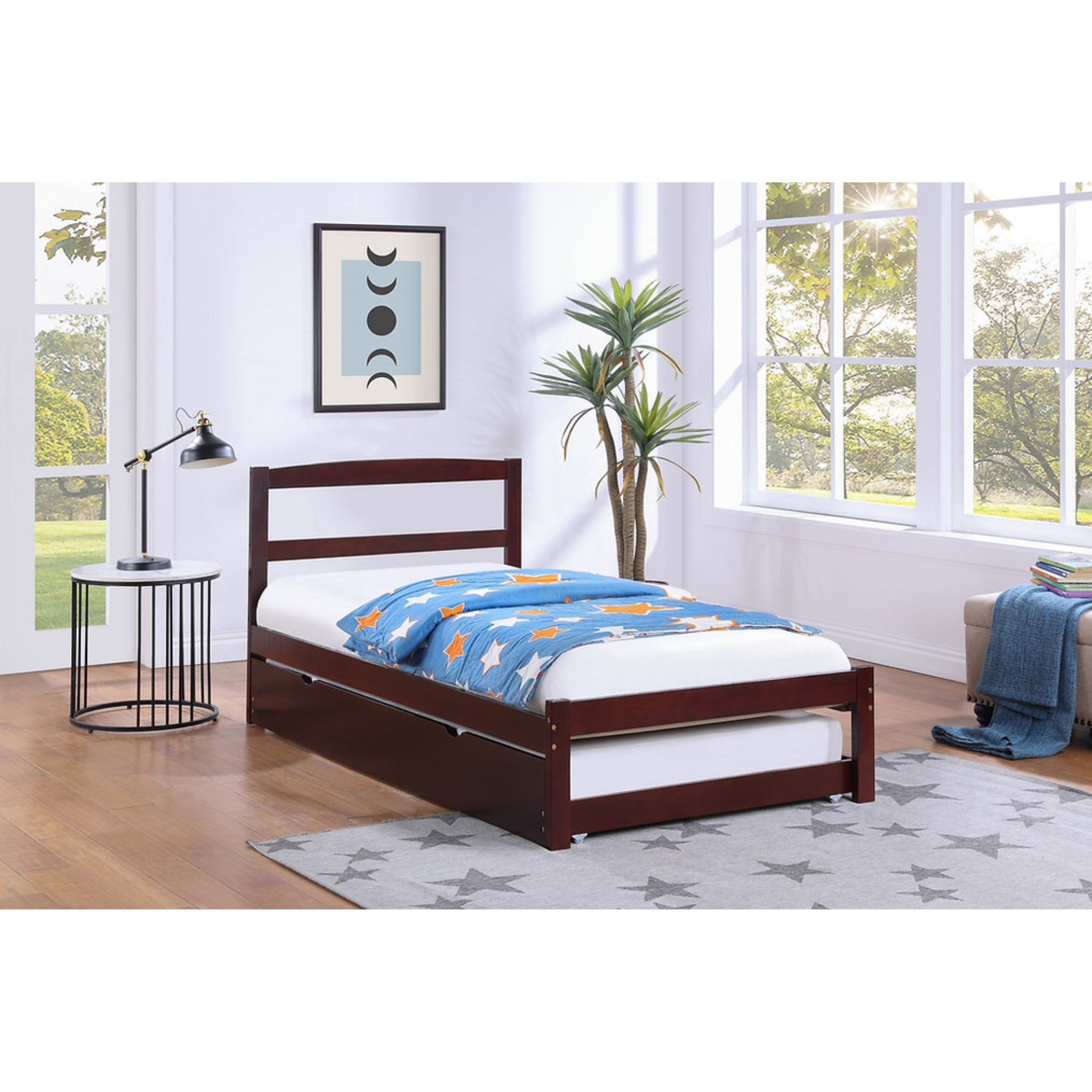 Stravell – Lit simple avec lit gigogne – Espresso