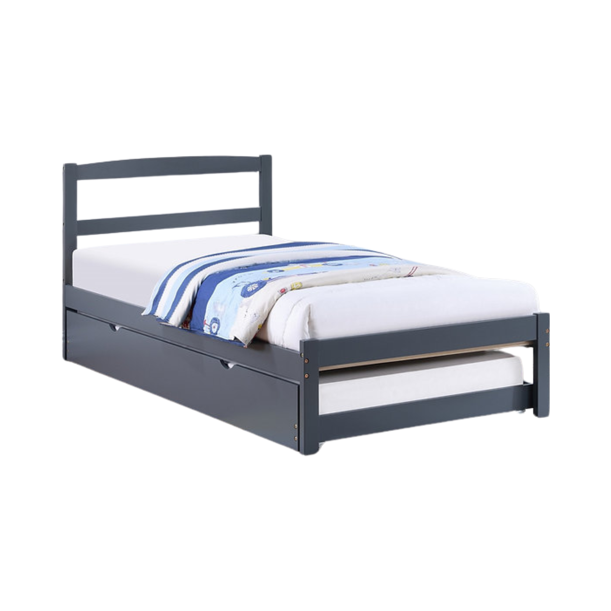 Stravell – Lit simple avec lit gigogne – Gris