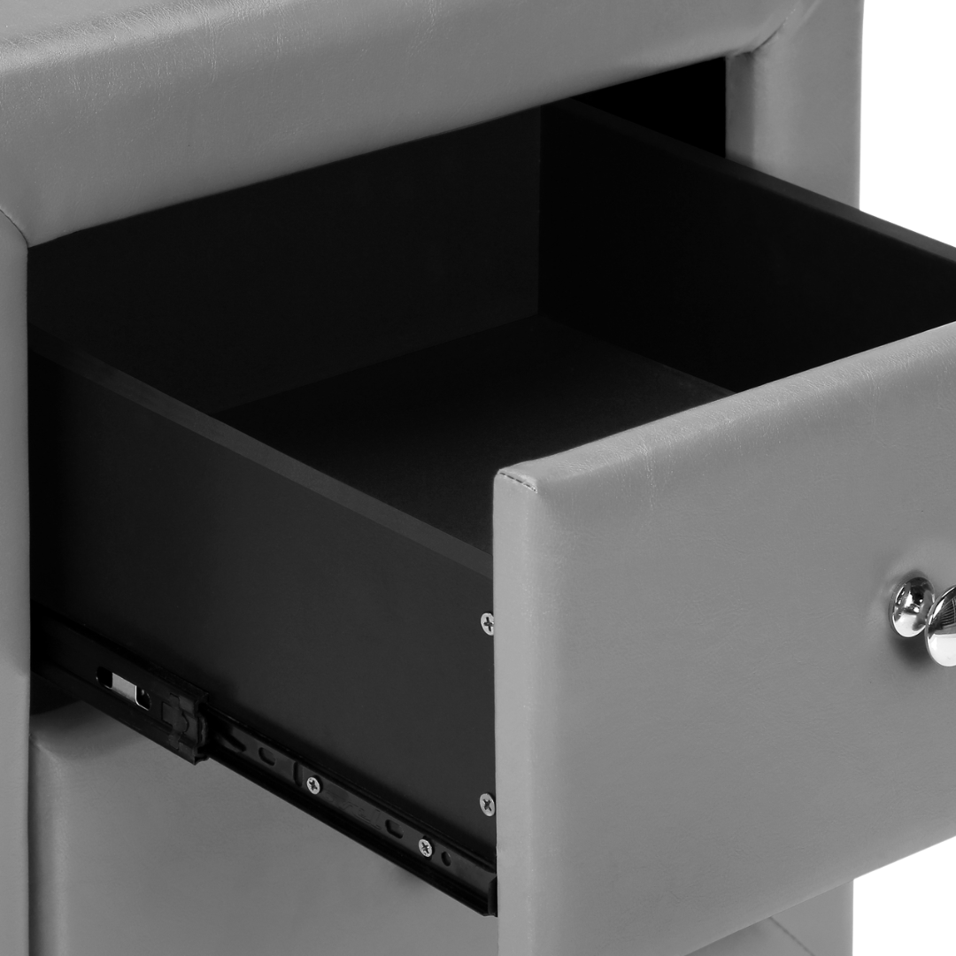 Veluxon – Table de chevet – Aspect cuir gris