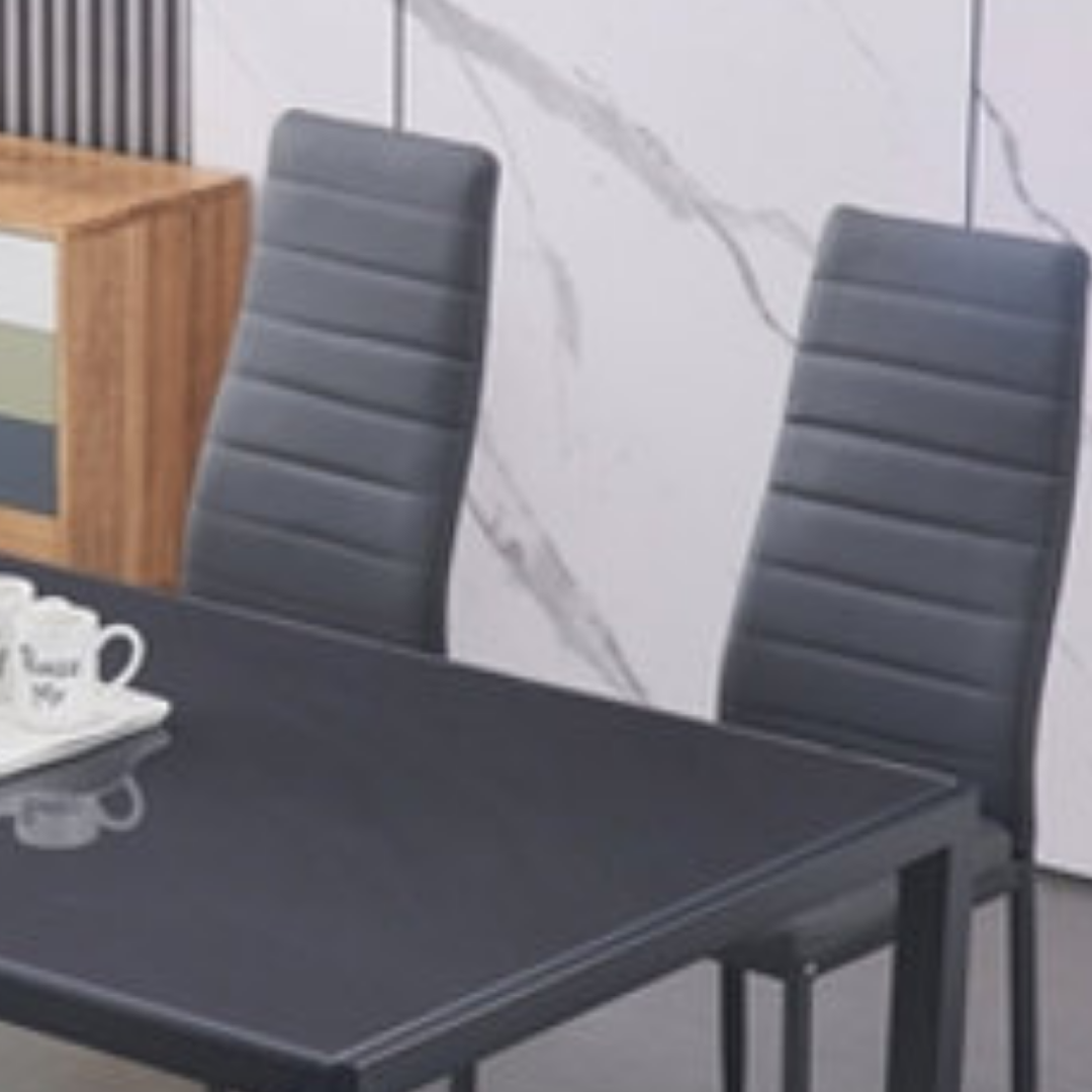 Montclair – Ensemble de salle à manger – Verre gris / Revêtement gris