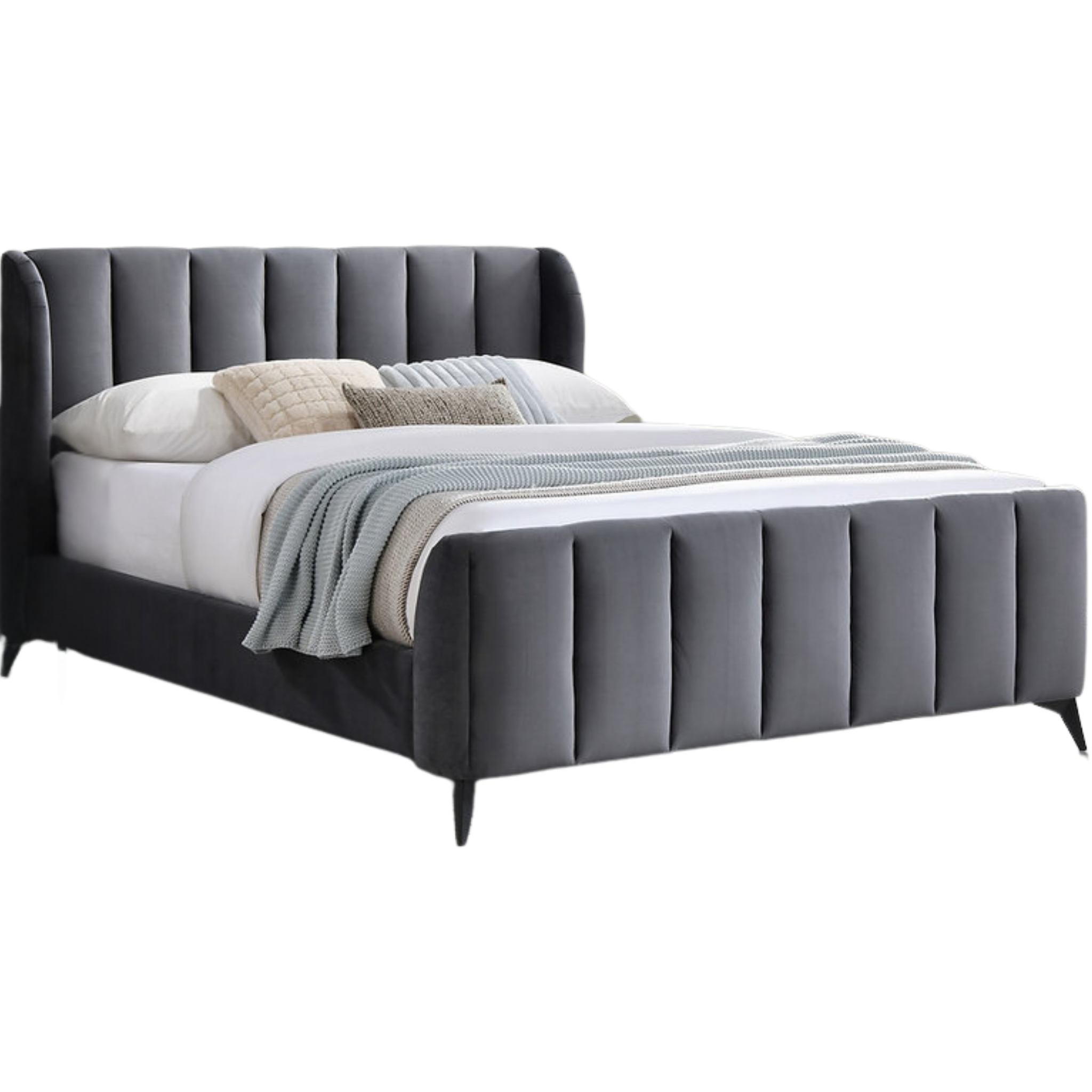Lit Queen Size - Lit Queen Size en velours gris 5120