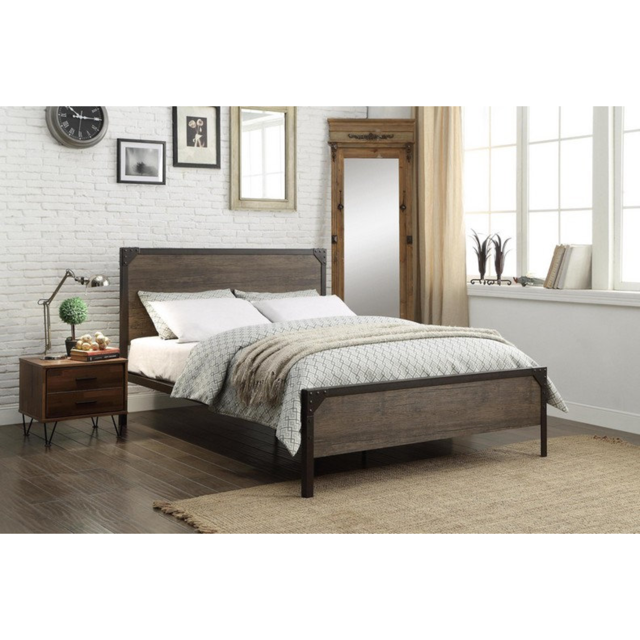 Twin Bed - Wood Panel Bed IF 5210