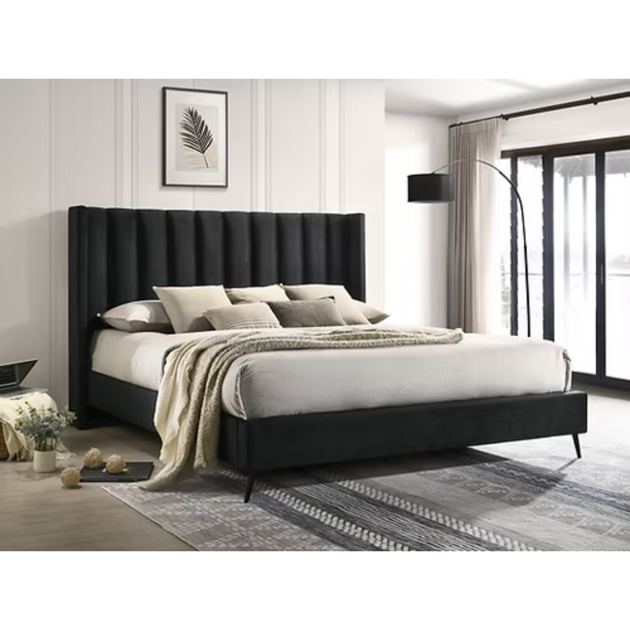 King Bed - Black Velvet Bed 5231