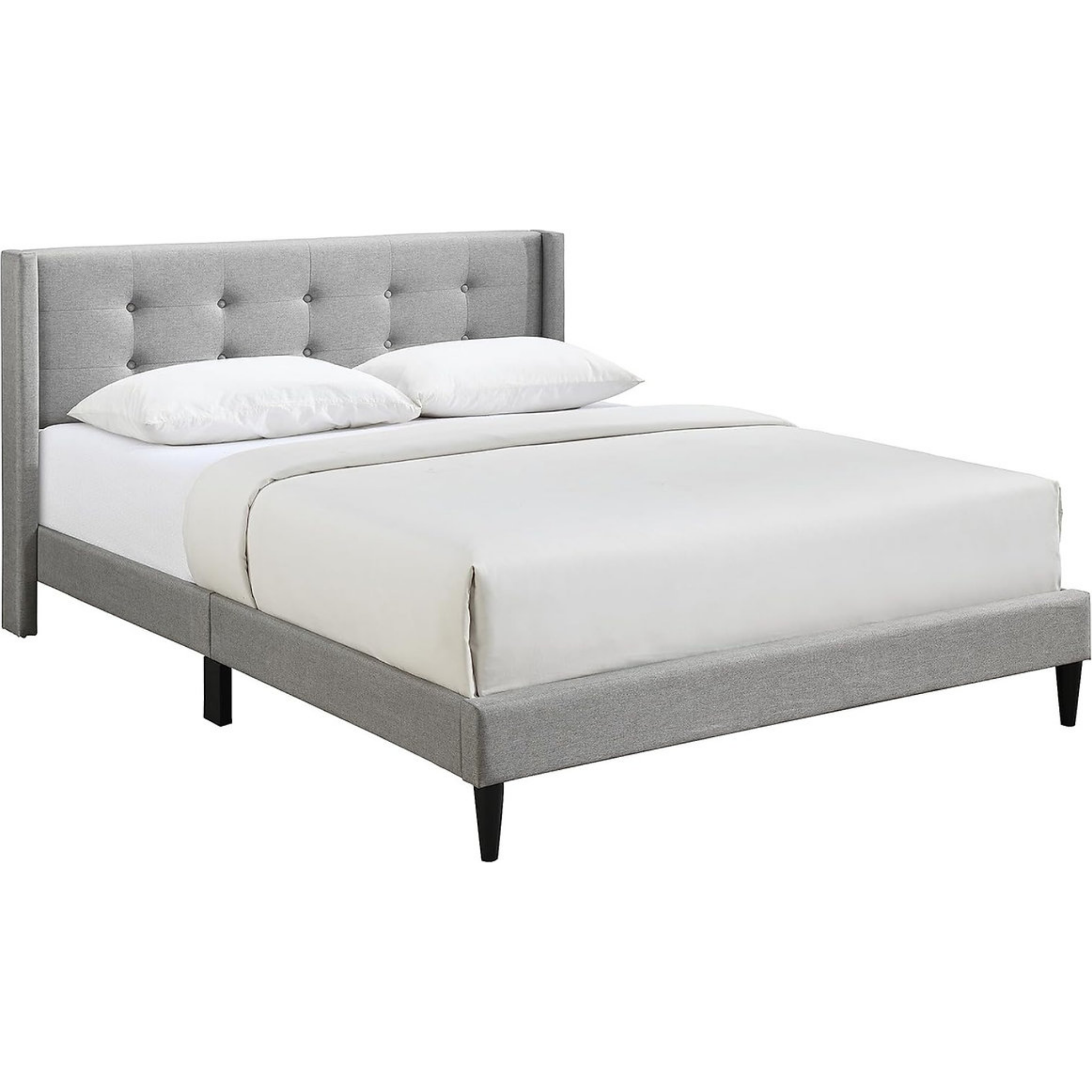 Lit King Size - Lit plateforme en tissu gris 5270