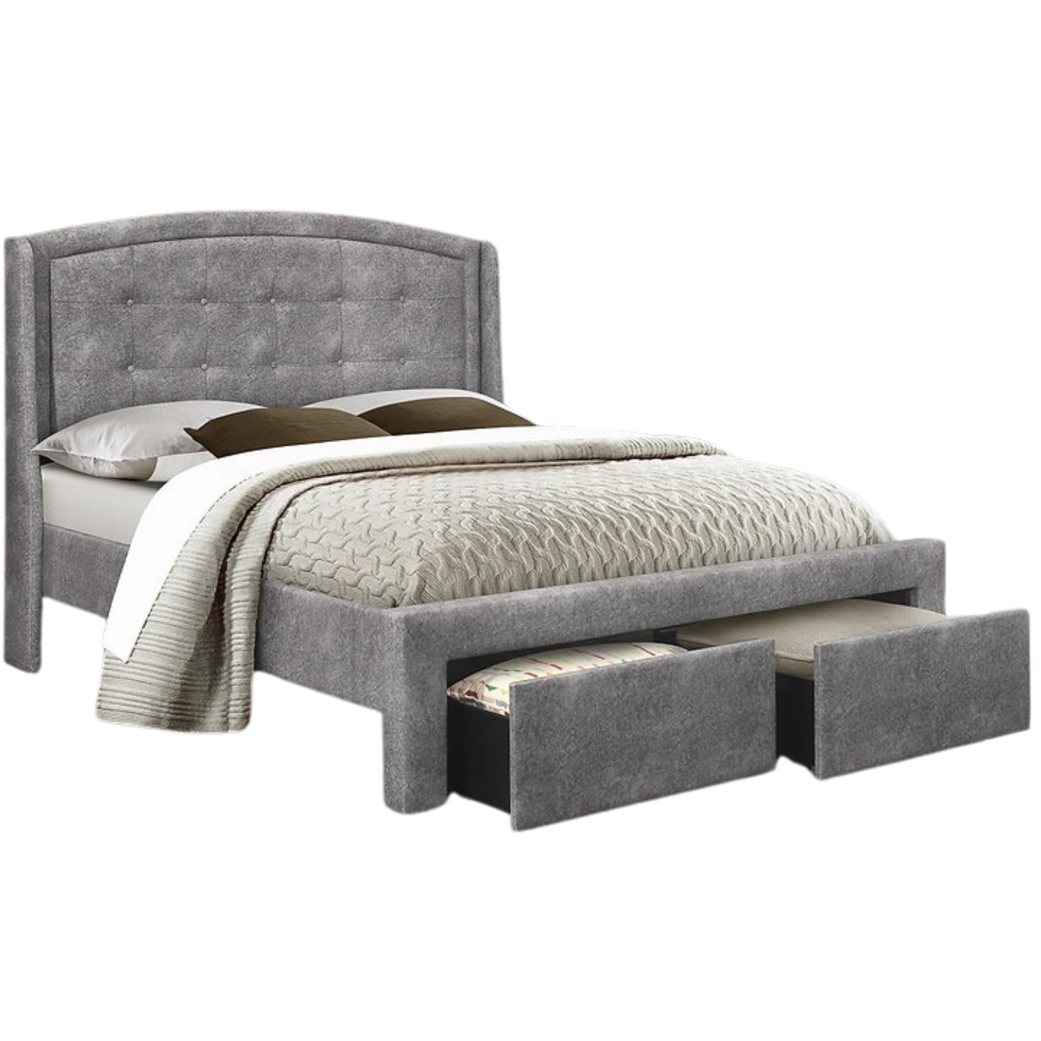 Lit King Size - Lit plateforme en tissu gris 5285