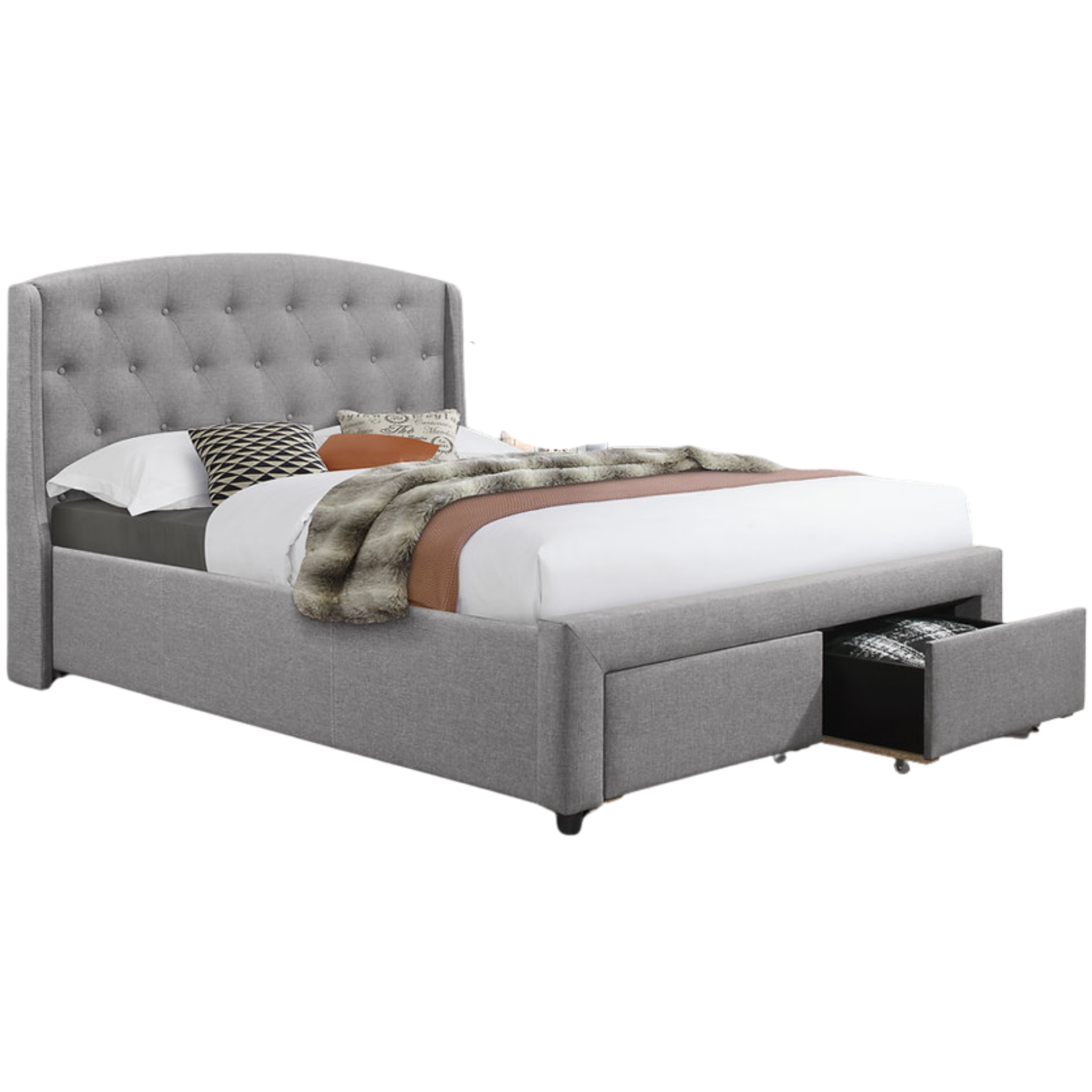 Lit King Size - Lit en tissu gris foncé n° 5290