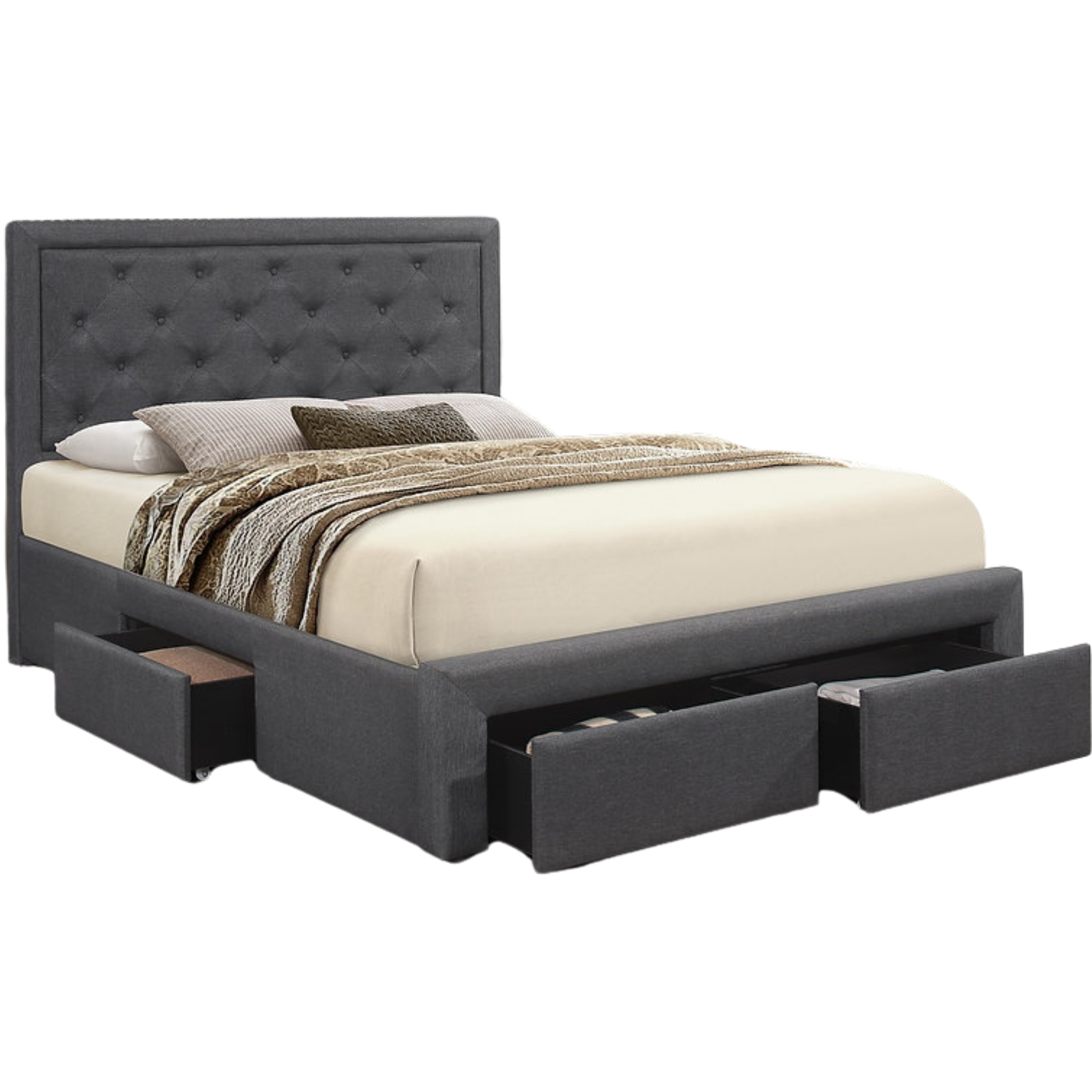 Lit double - Lit plateforme gris foncé 5295