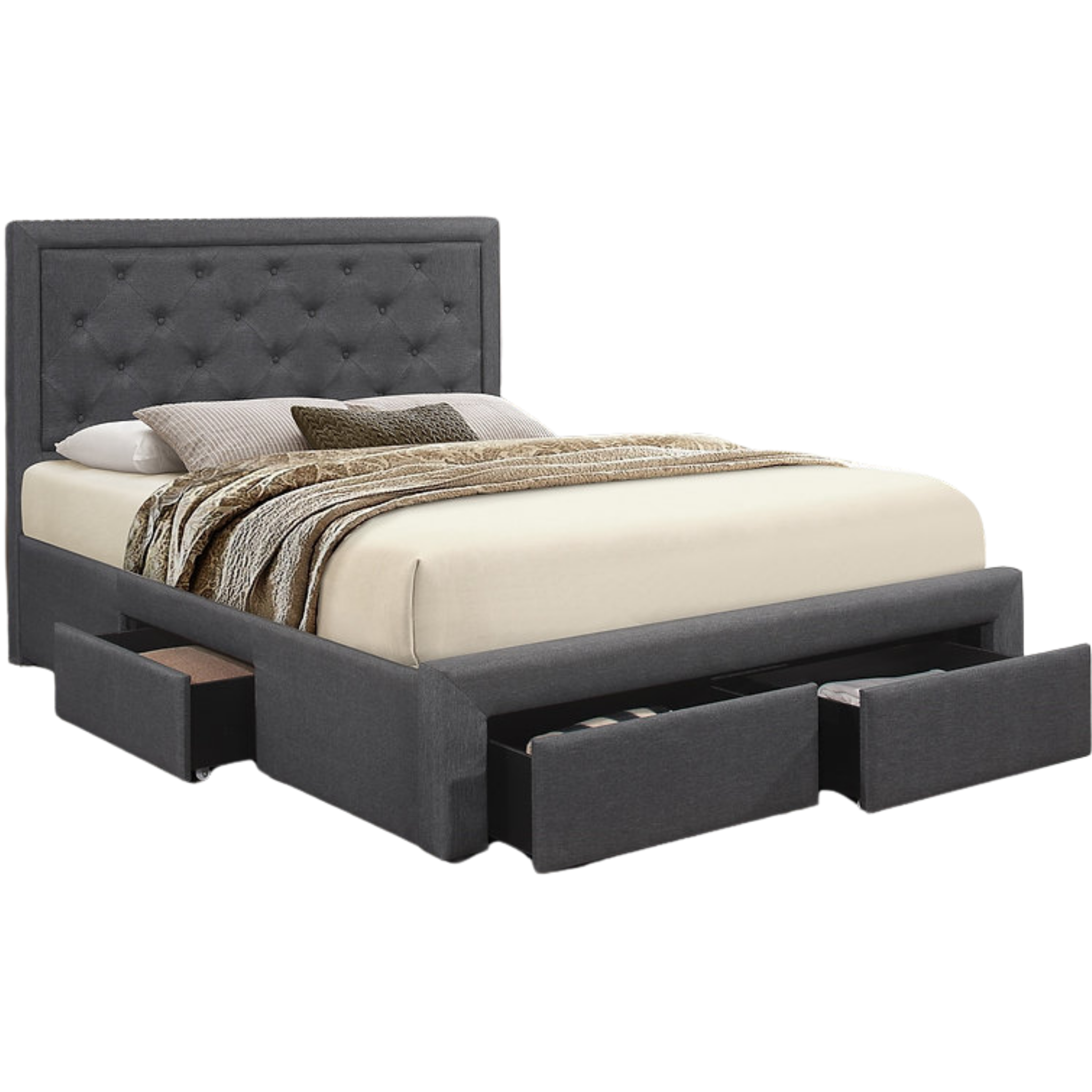 King Bed - Dark Grey Platform Bed 5295