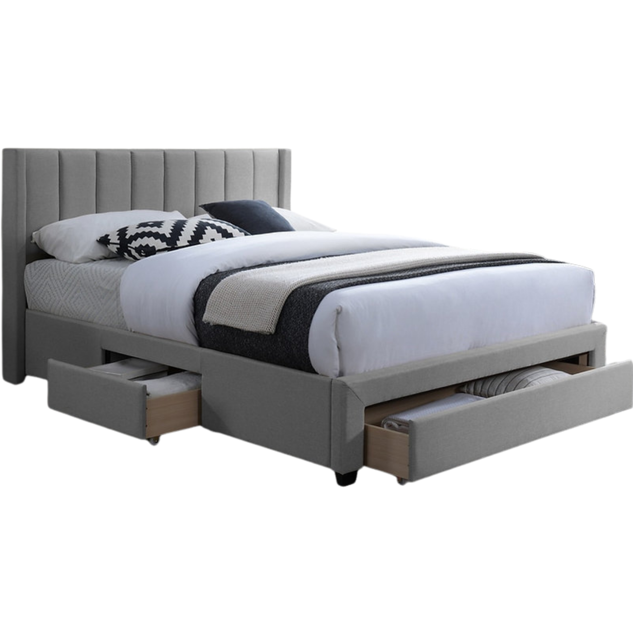 Lit double - Lit plateforme gris avec rangement 5330