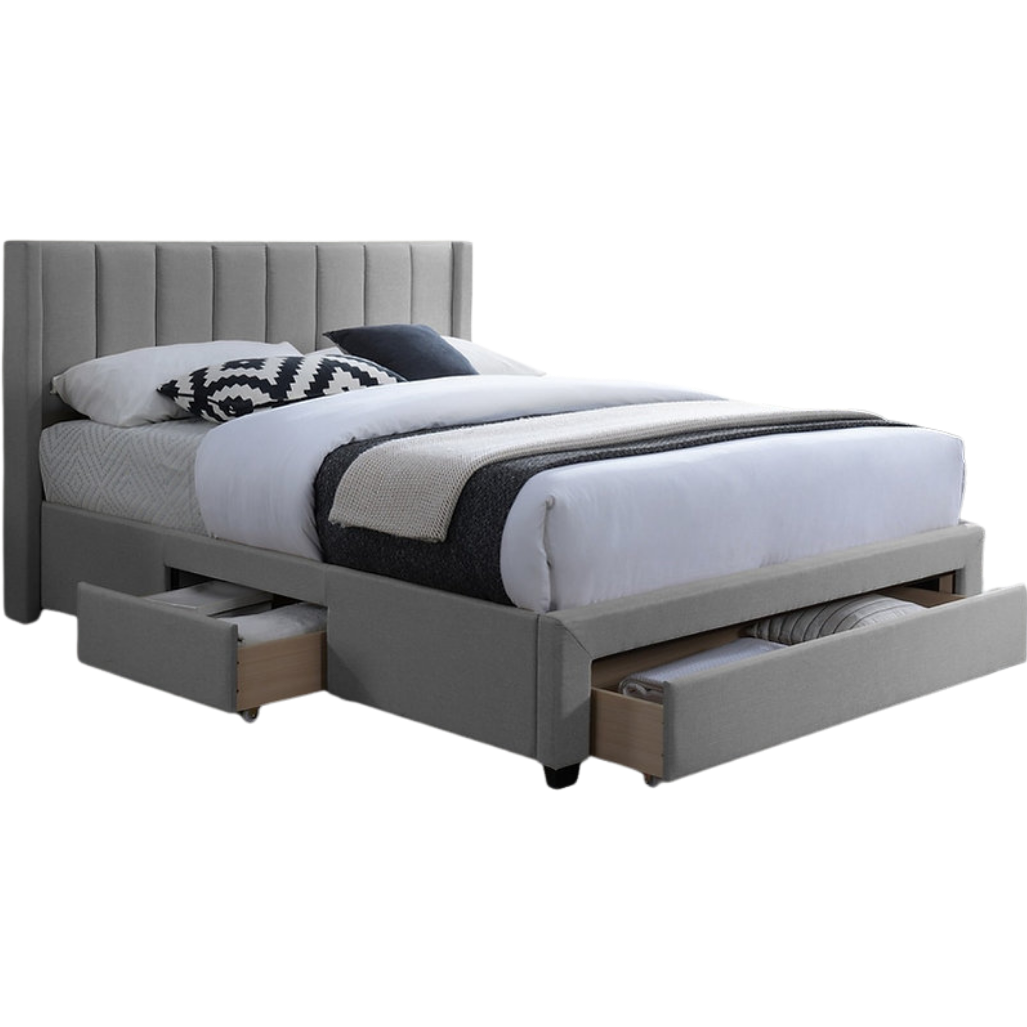 Lit King Size - Lit plateforme gris avec rangement 5330