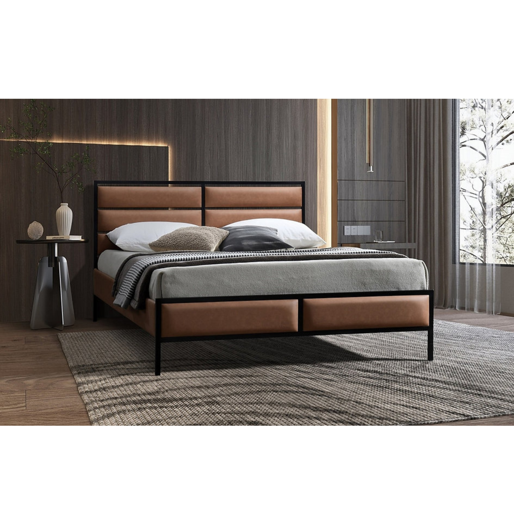 Lit double - Lit plateforme en métal noir 5335