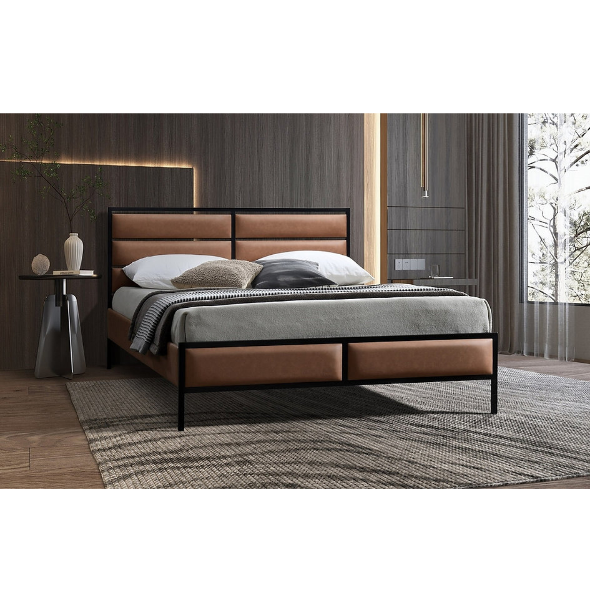 Queen Bed - Black Platform Metal Bed 5335