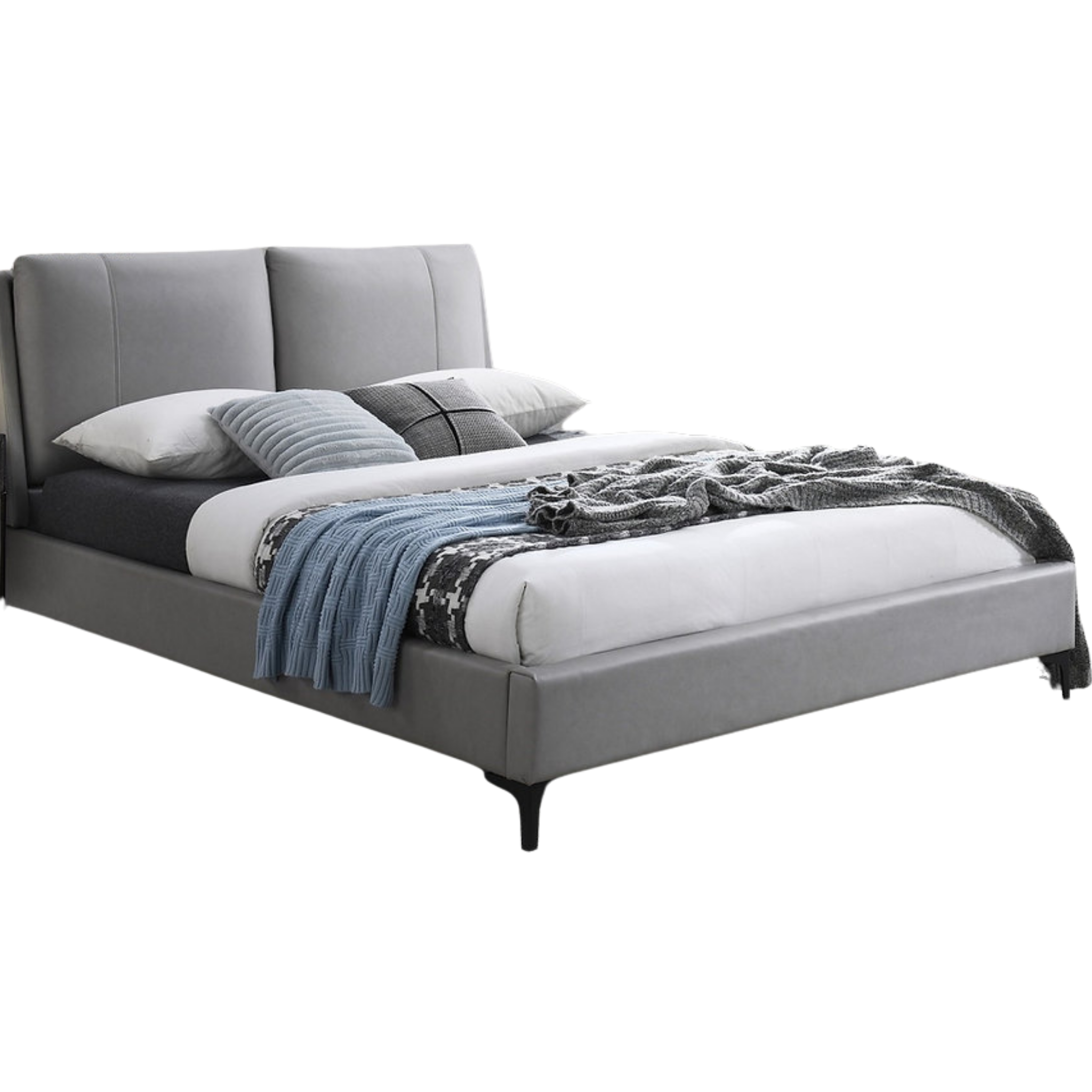 Queen Bed - Grey Platform Bed 5340