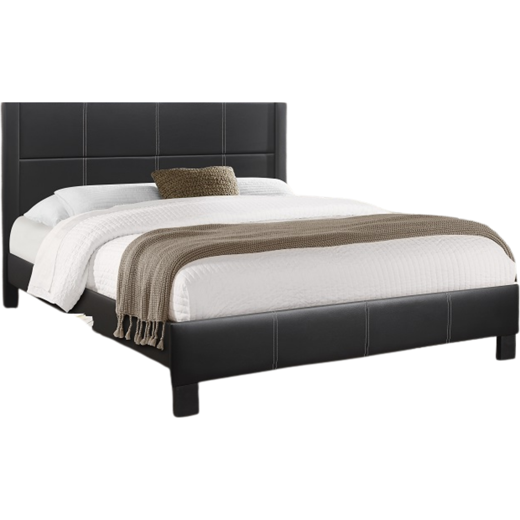 Queen Bed - Black PU Bed 5350