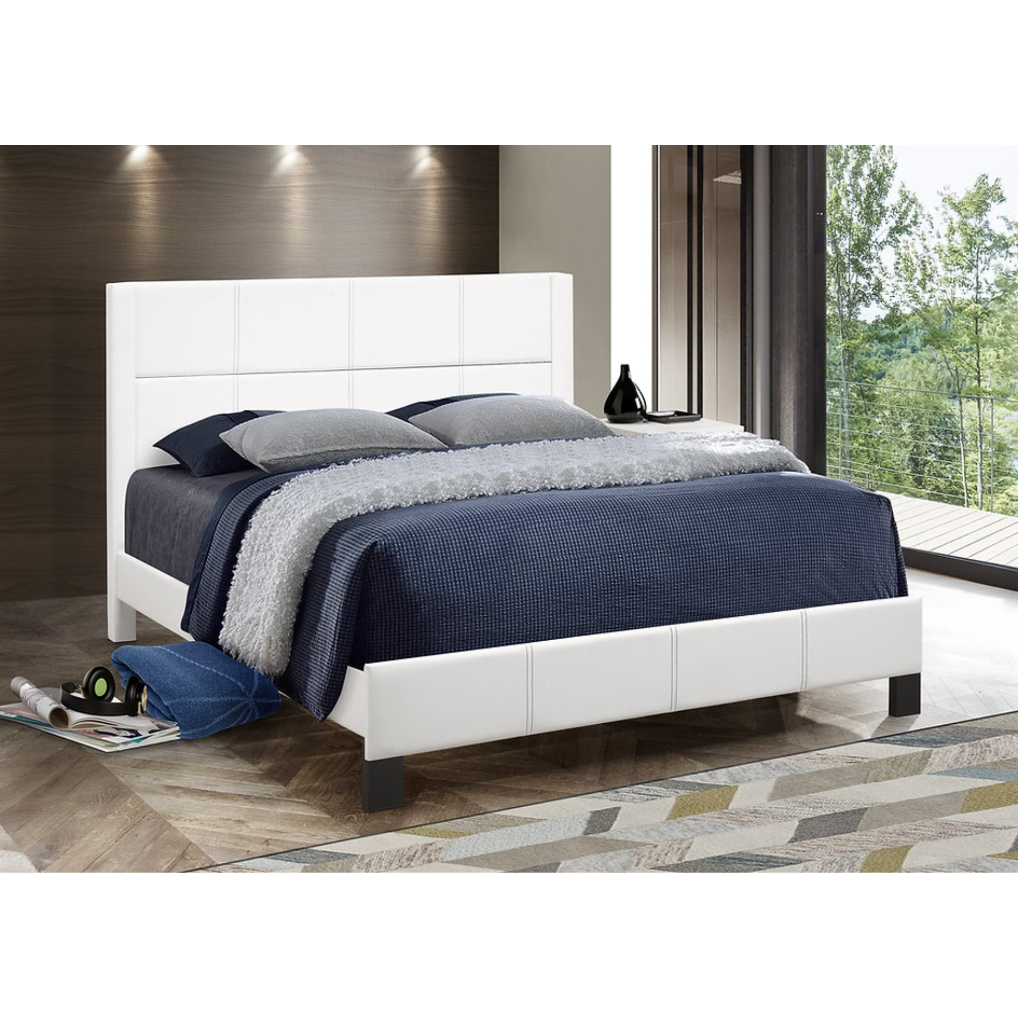 Twin Bed - White PU Bed IF 5351