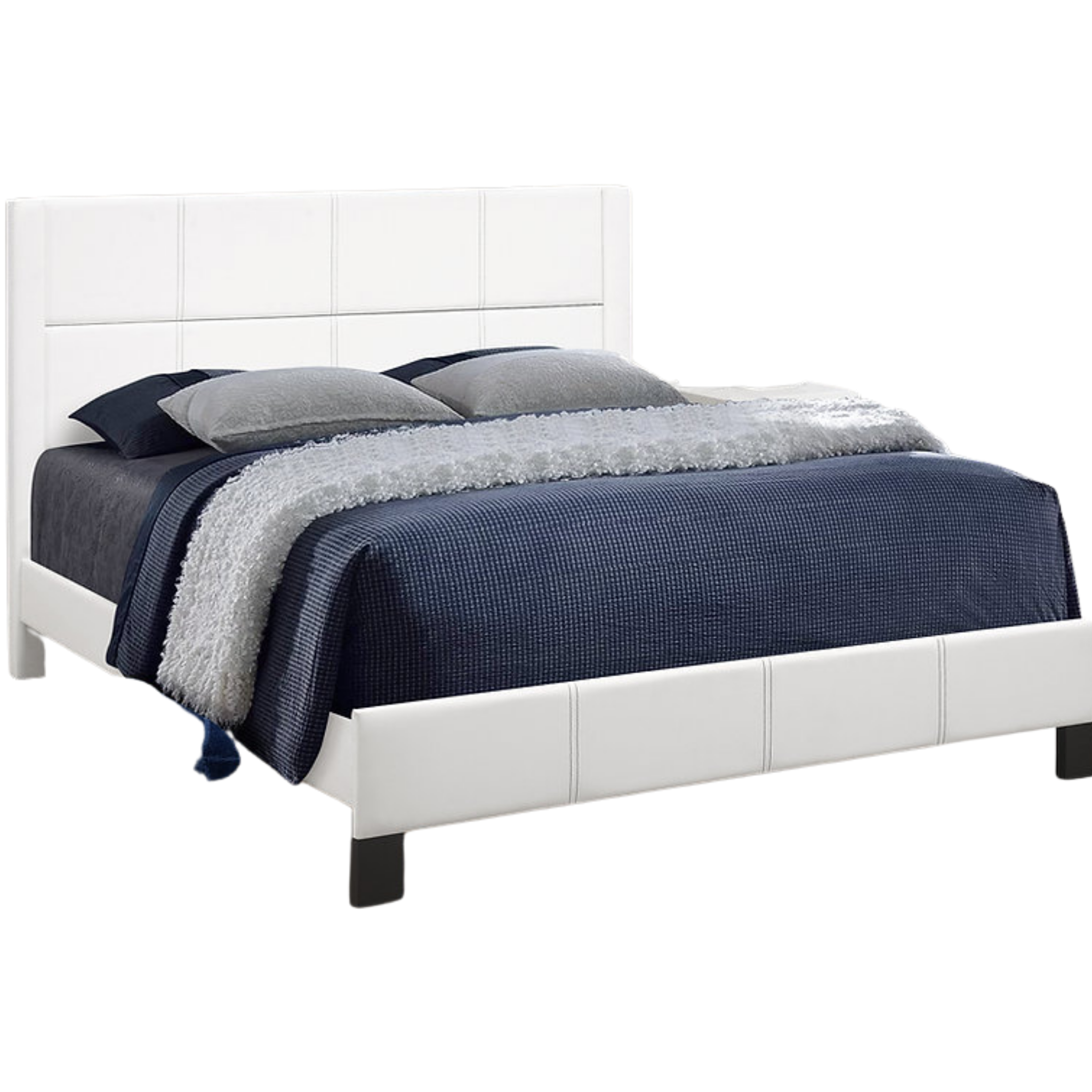 Queen Bed - White PU Bed IF 5351