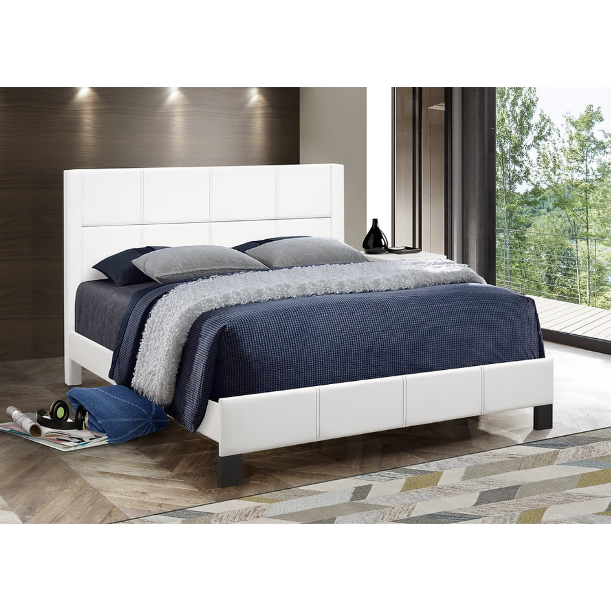Queen Bed - White PU Bed IF 5351