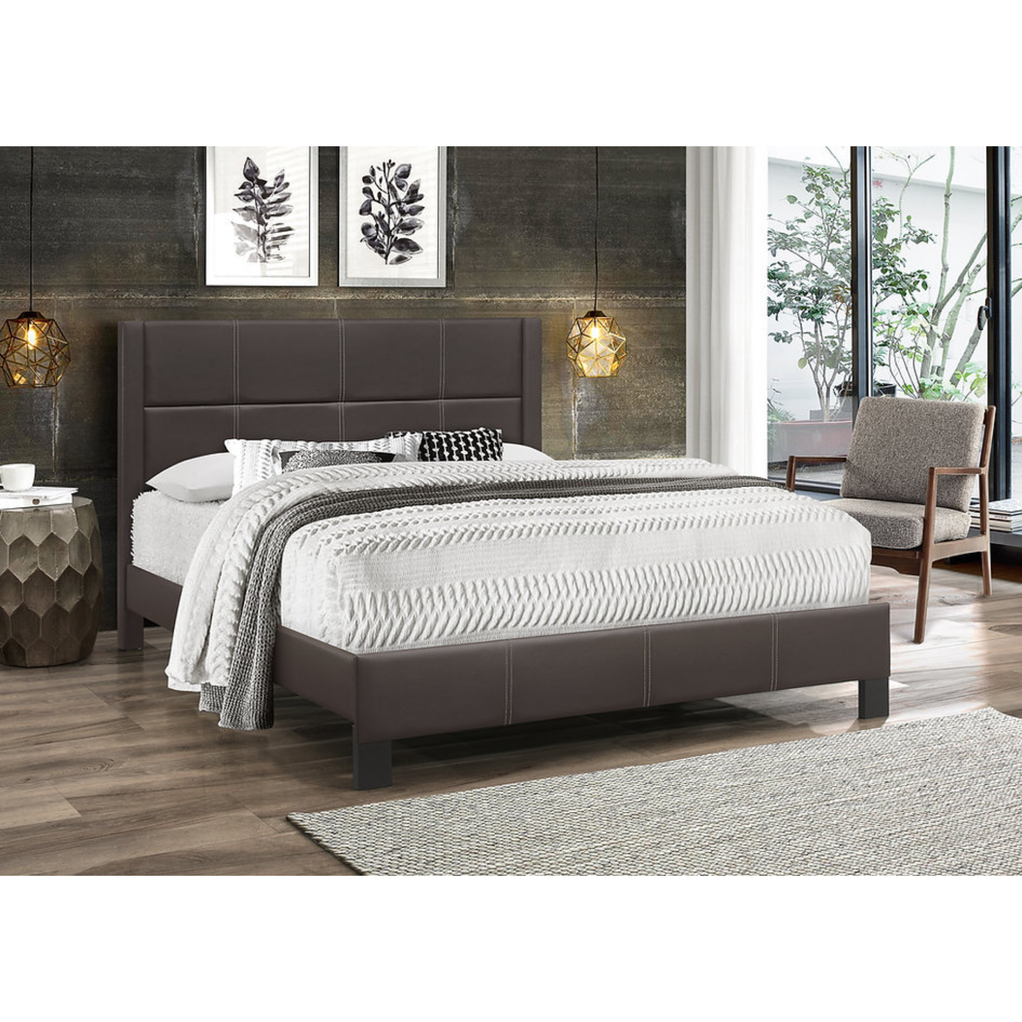 Queen Bed - Brown PU Bed 5352