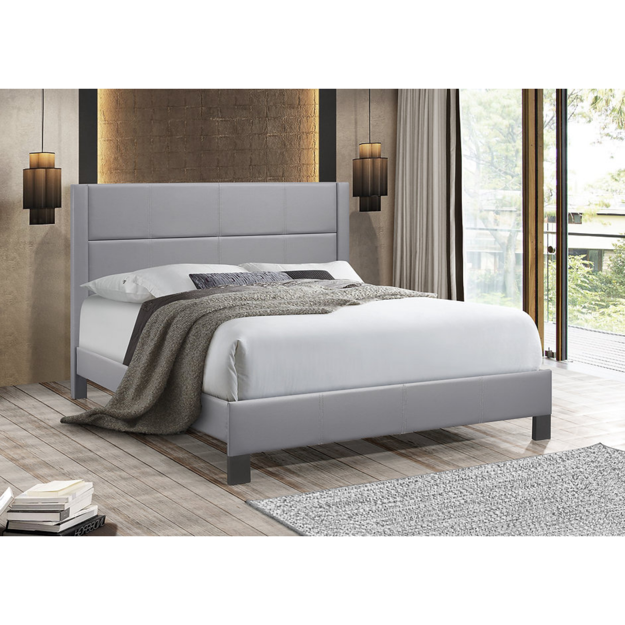 Queen Bed - Grey PU Bed IF 5353