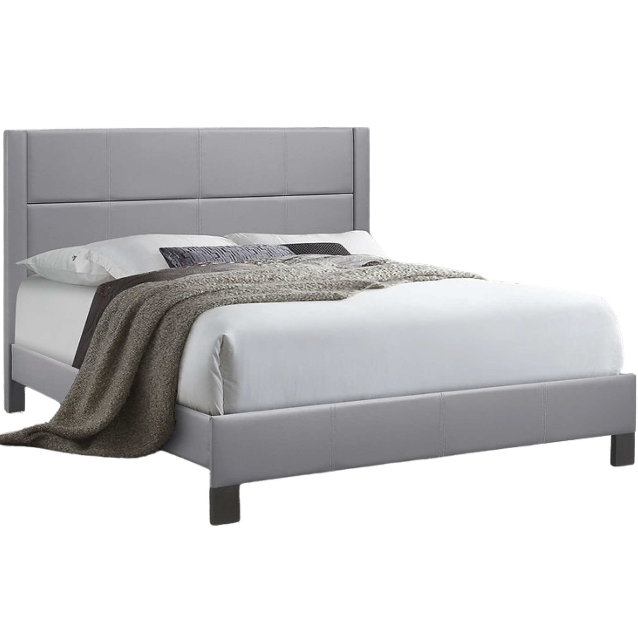 Queen Bed - Grey PU Bed IF 5353