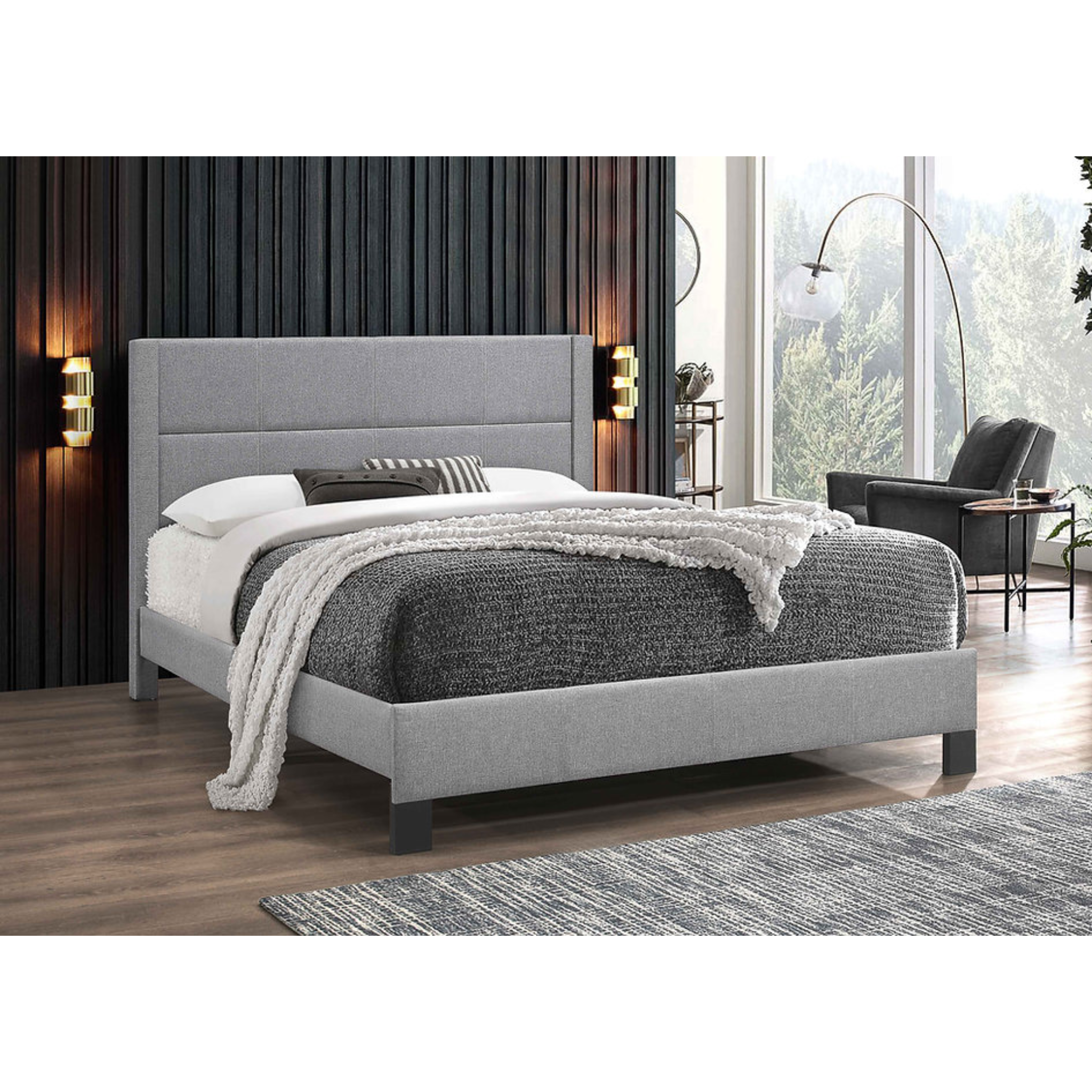 Lit simple en tissu gris clair IF 5354