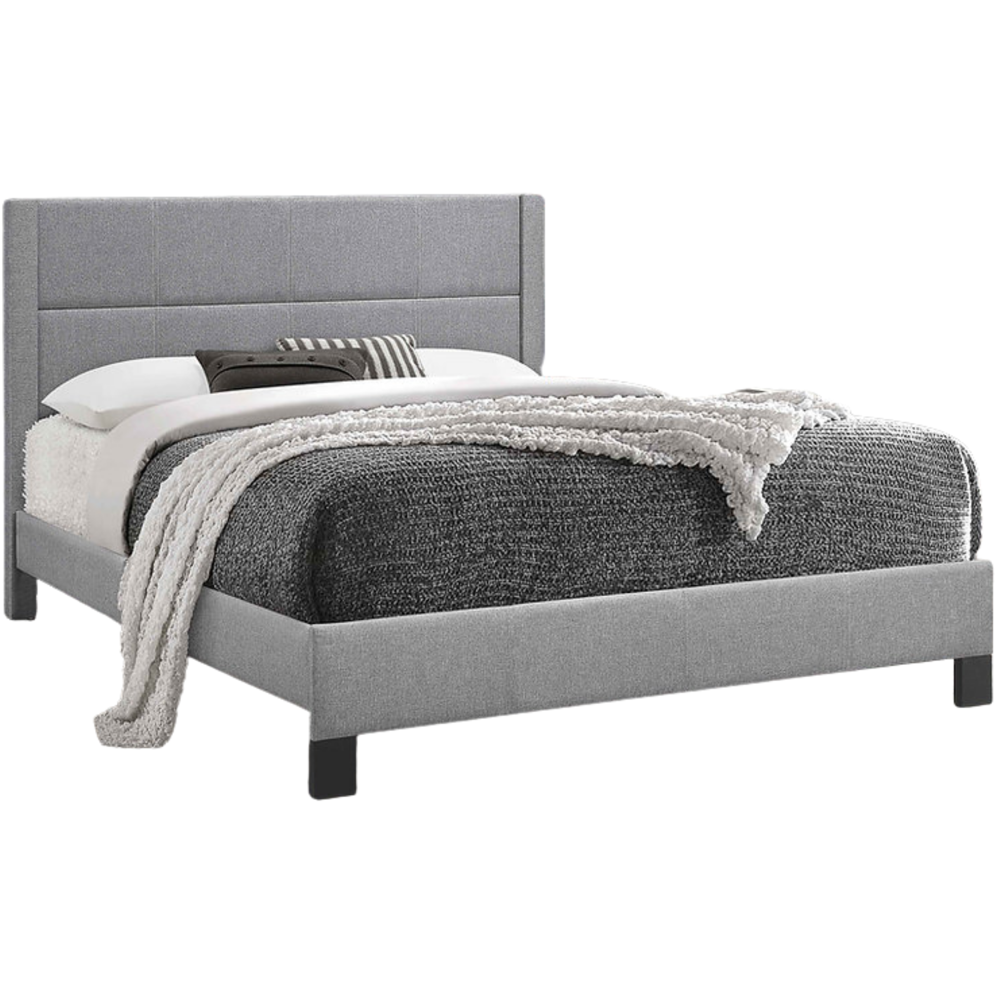 Queen Bed - Light Grey Fabric Bed IF 5354