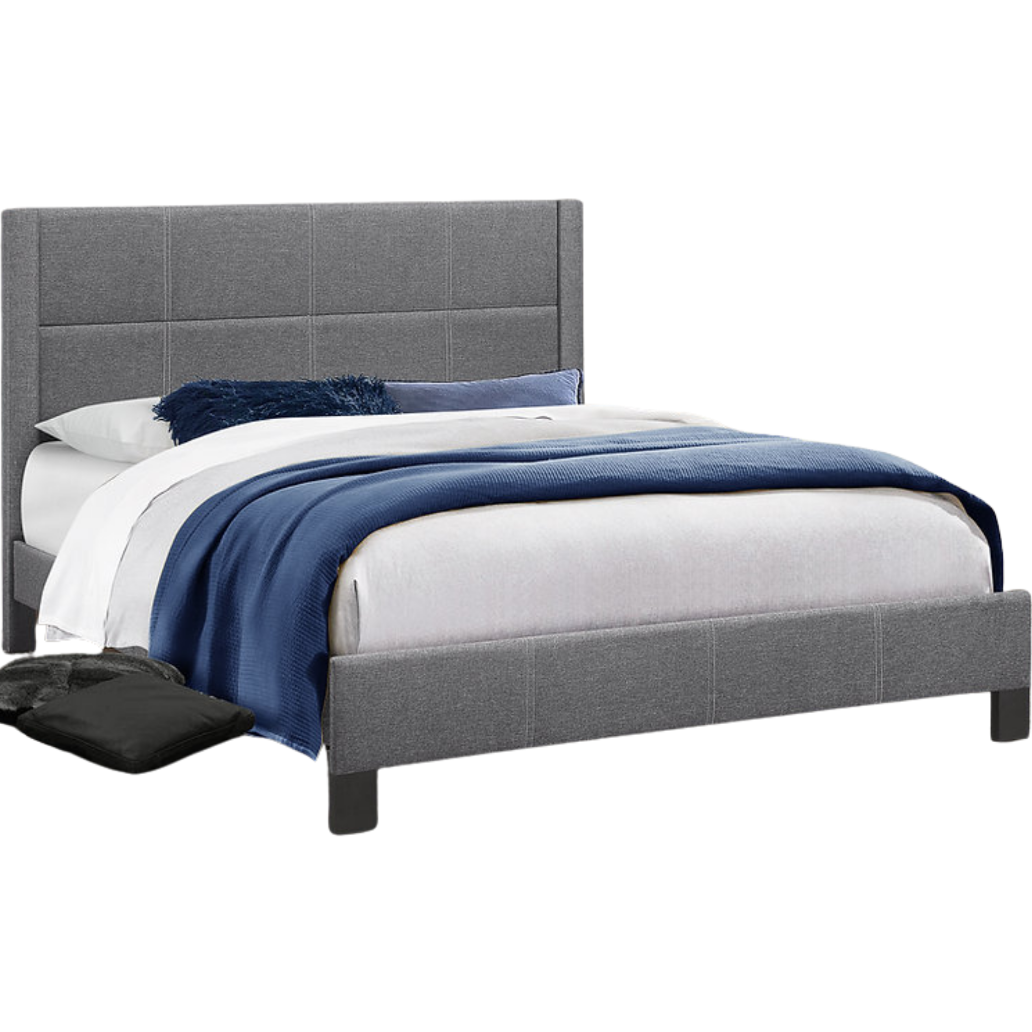 Queen Bed - Dark Grey Fabric Bed 5355