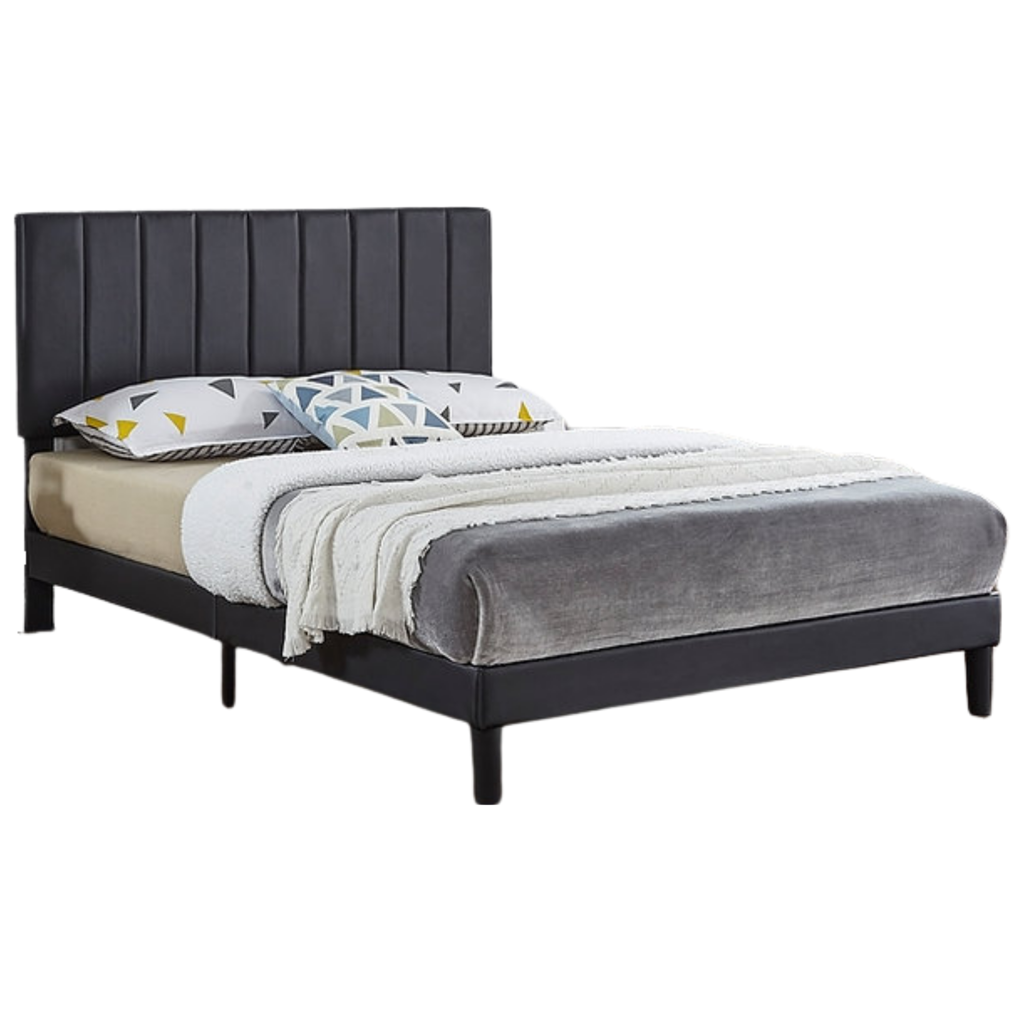 Queen Bed - Black PU Bed 5360