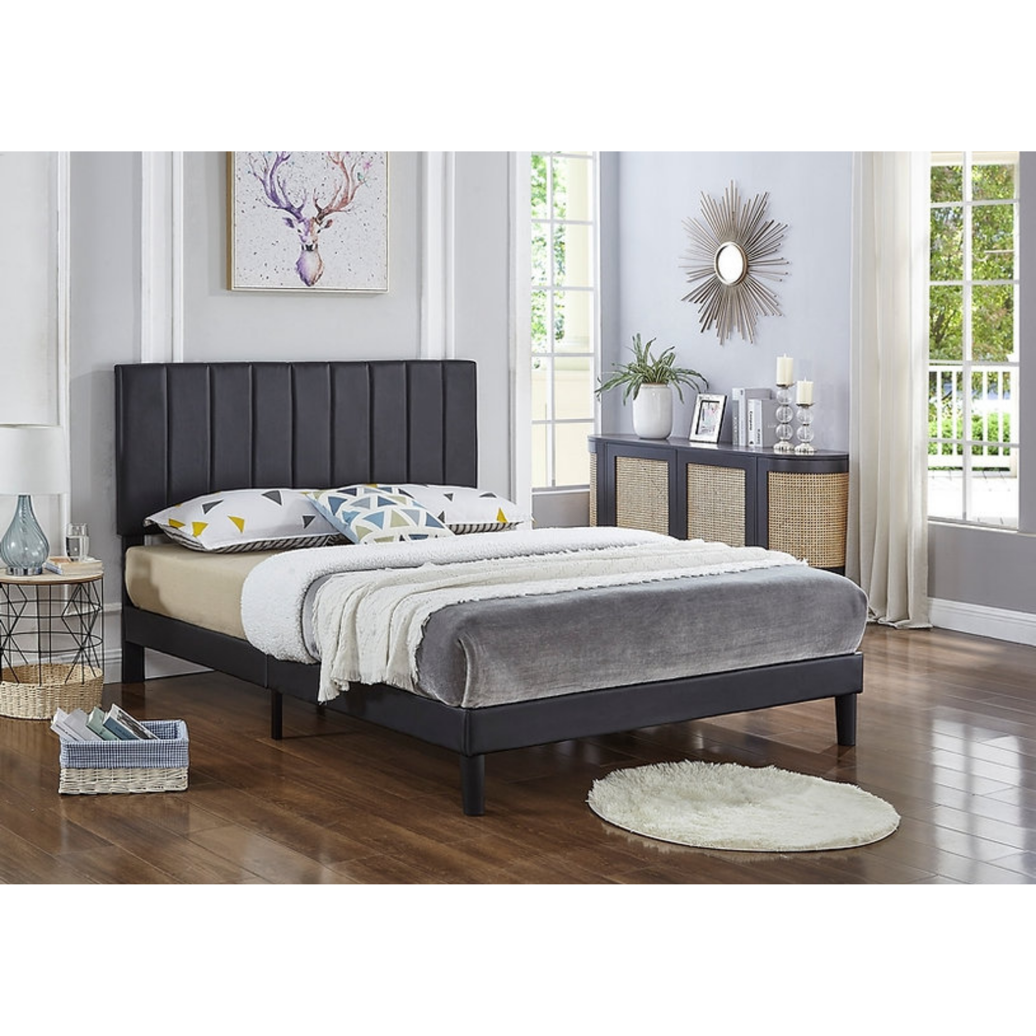 Queen Bed - Black PU Bed 5360