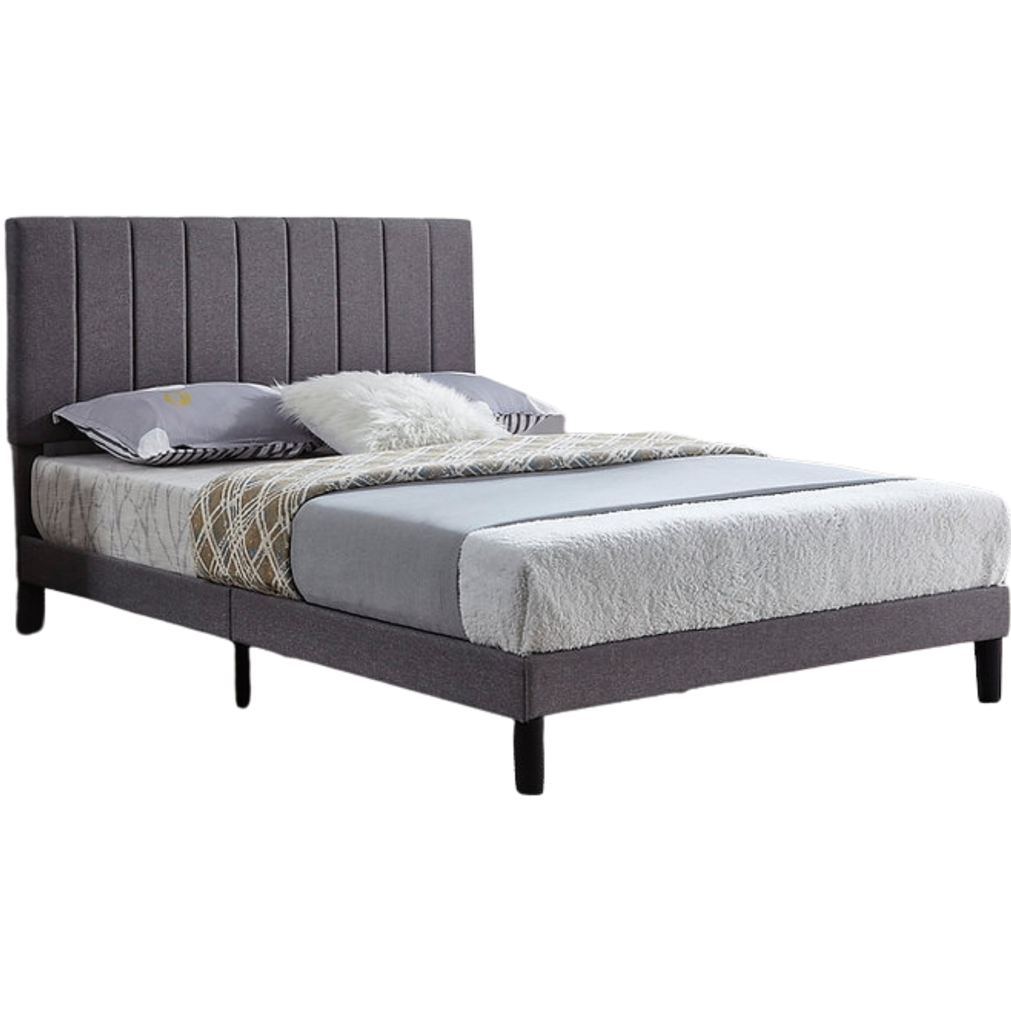 King Bed - Grey Fabric Bed IF 5363