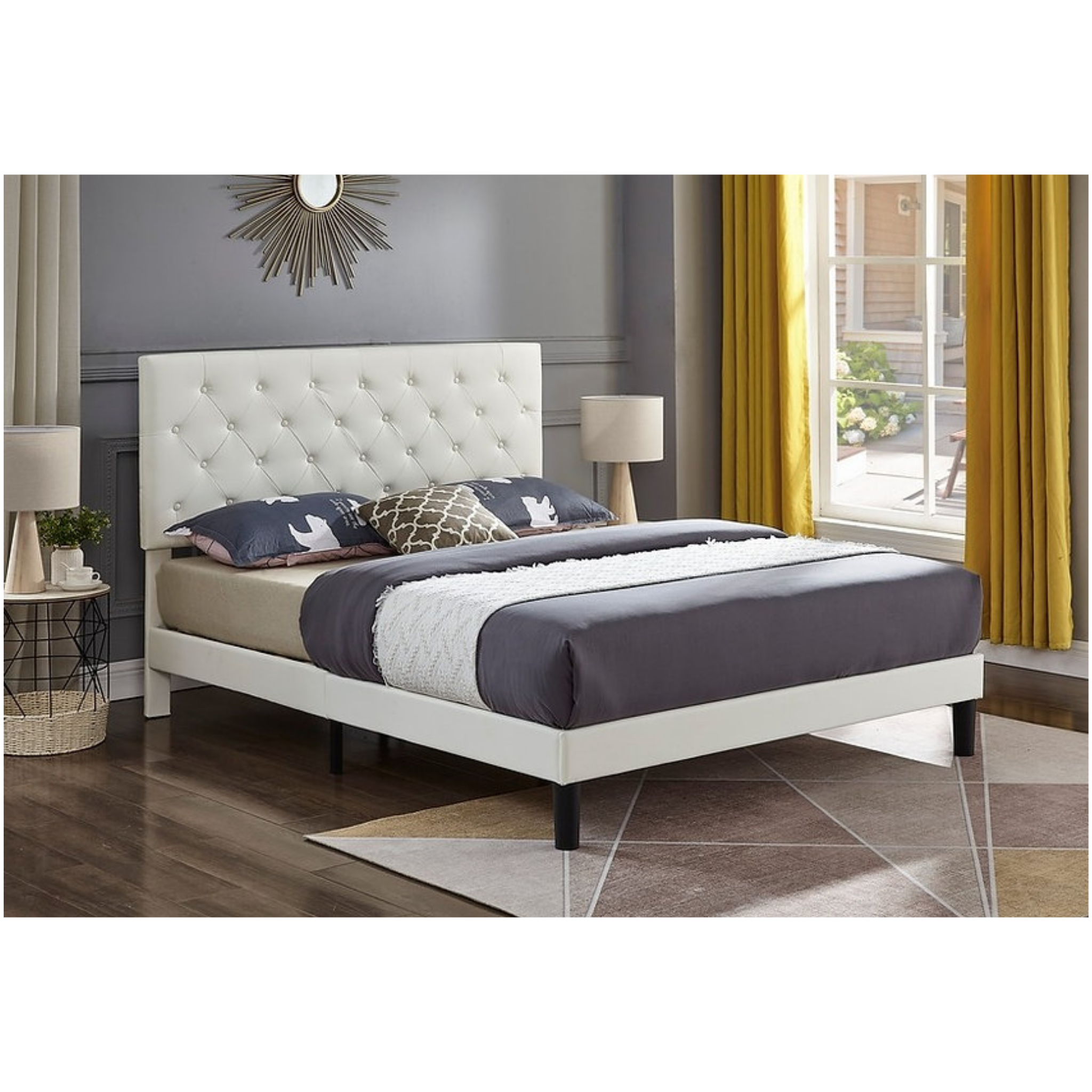 Lit double - Lit en PU blanc IF 5382