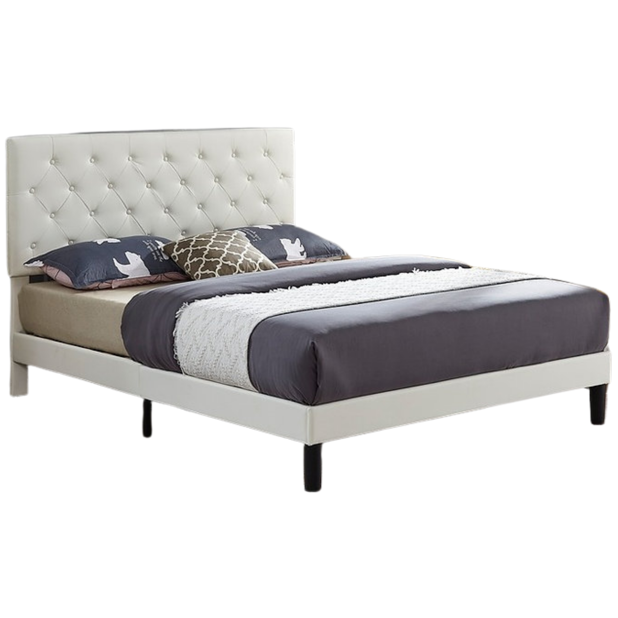 Lit double - Lit en PU blanc IF 5382