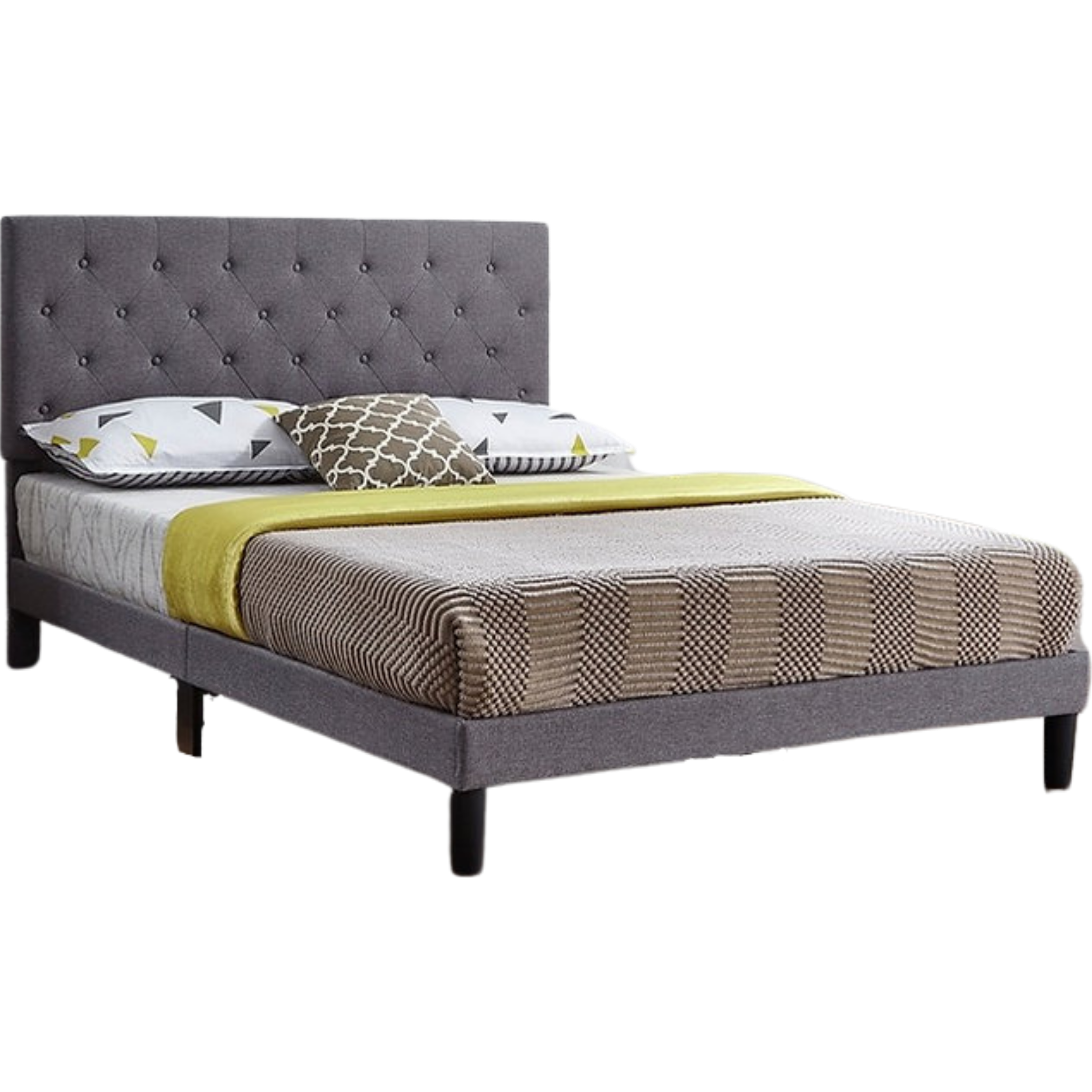King Bed - Grey Fabric Bed IF 5383