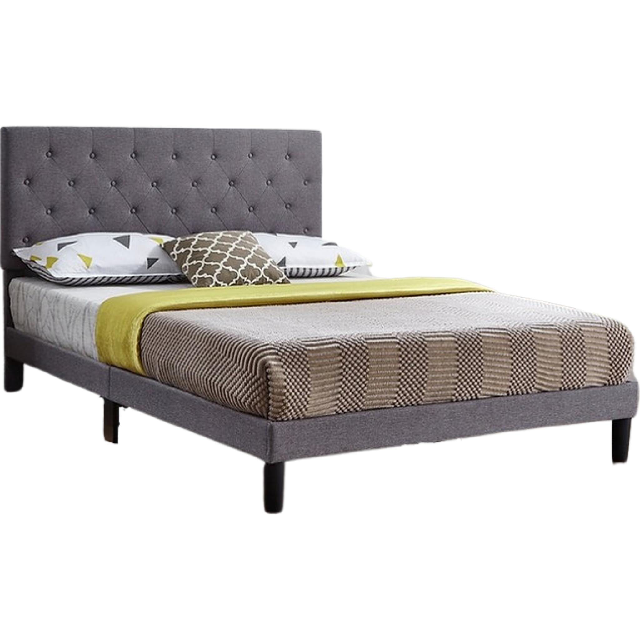 Queen Bed - Grey Fabric Bed IF 5383