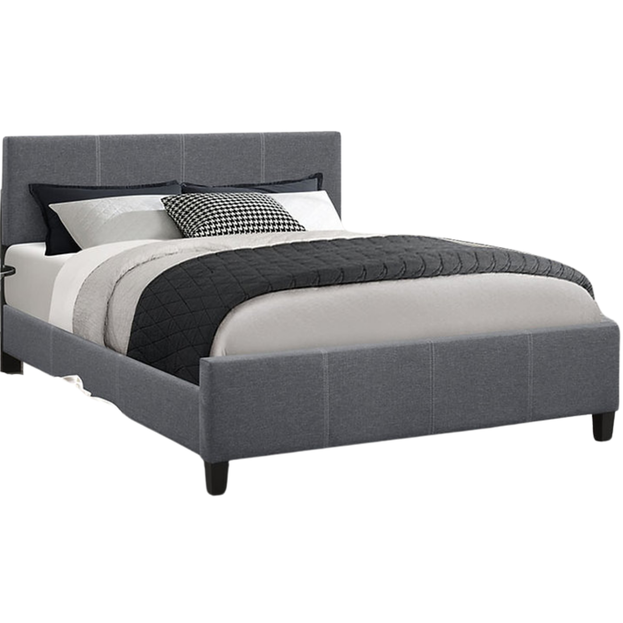Queen Bed - Dark Grey Adjustable Headboard Fabric Bed 5430
