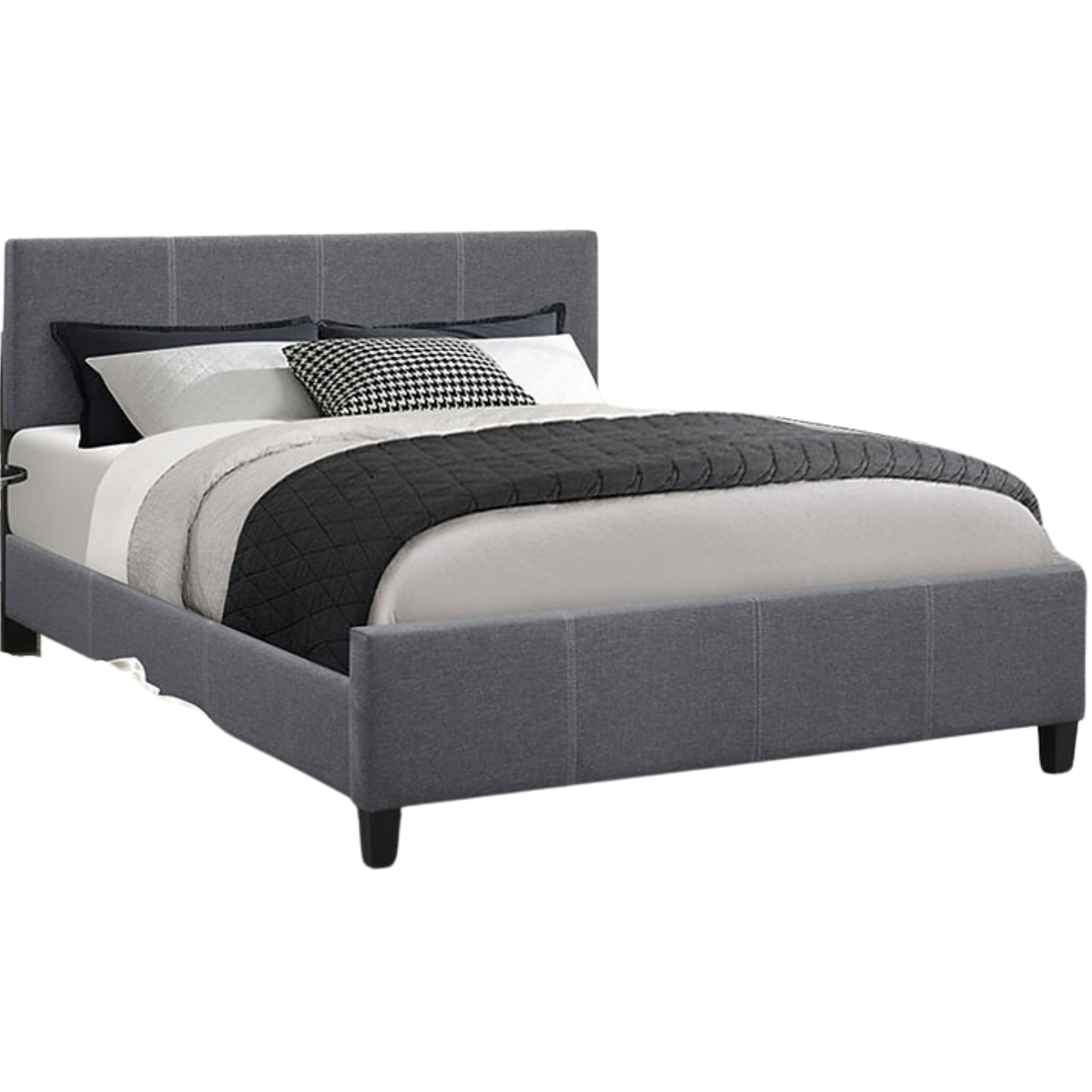 Double Bed - Dark Grey Adjustable Headboard Fabric Bed 5430